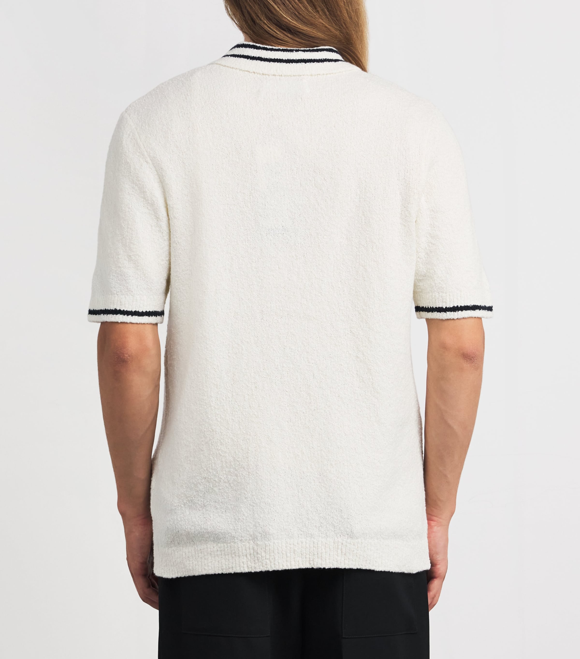 Samsøe Samsøe Mens Knitted Stripe-Collar Polo Shirt Clr Cream Image 4