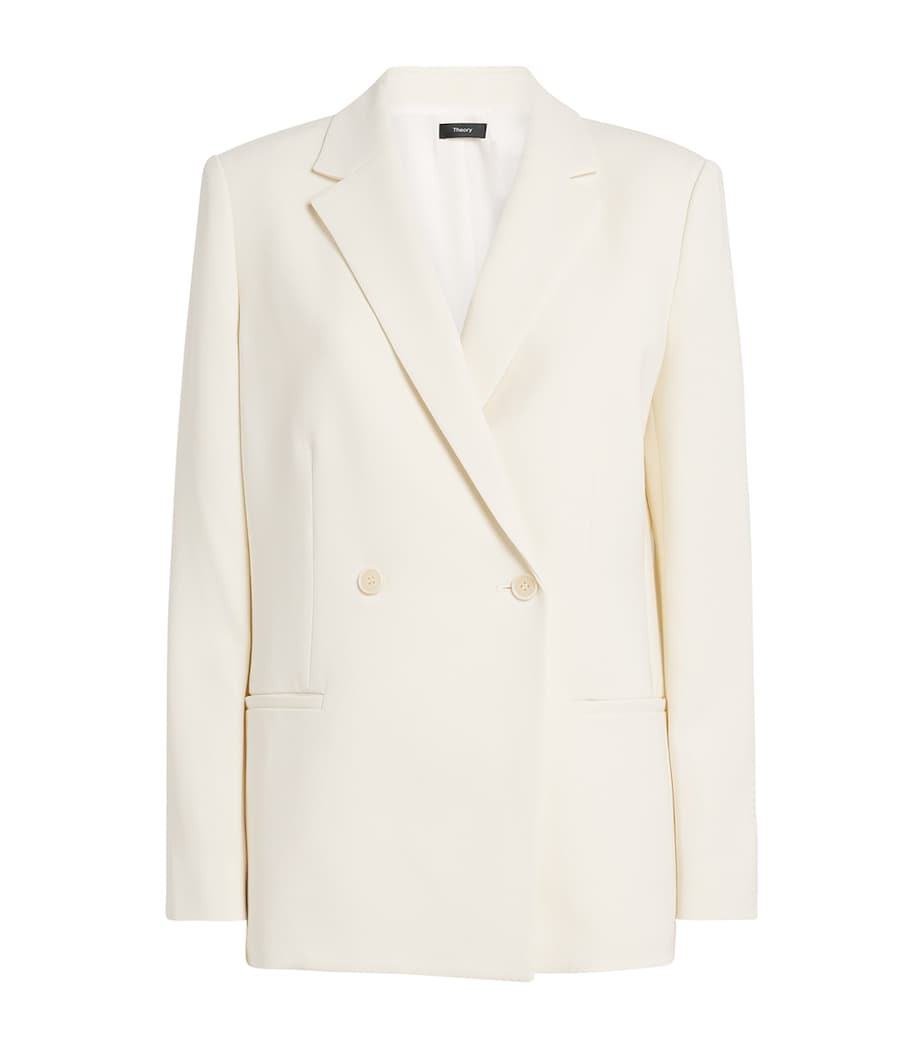 Theory Womens Crepe Double-Breasted Blazer Rice Image 1