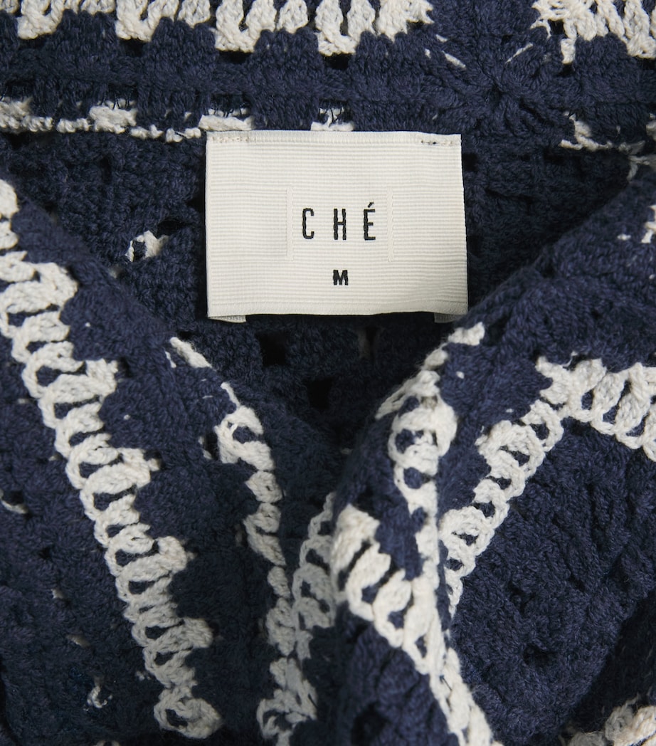 CHÉ Mens Crocheted Tejer Shirt Navy Image 6