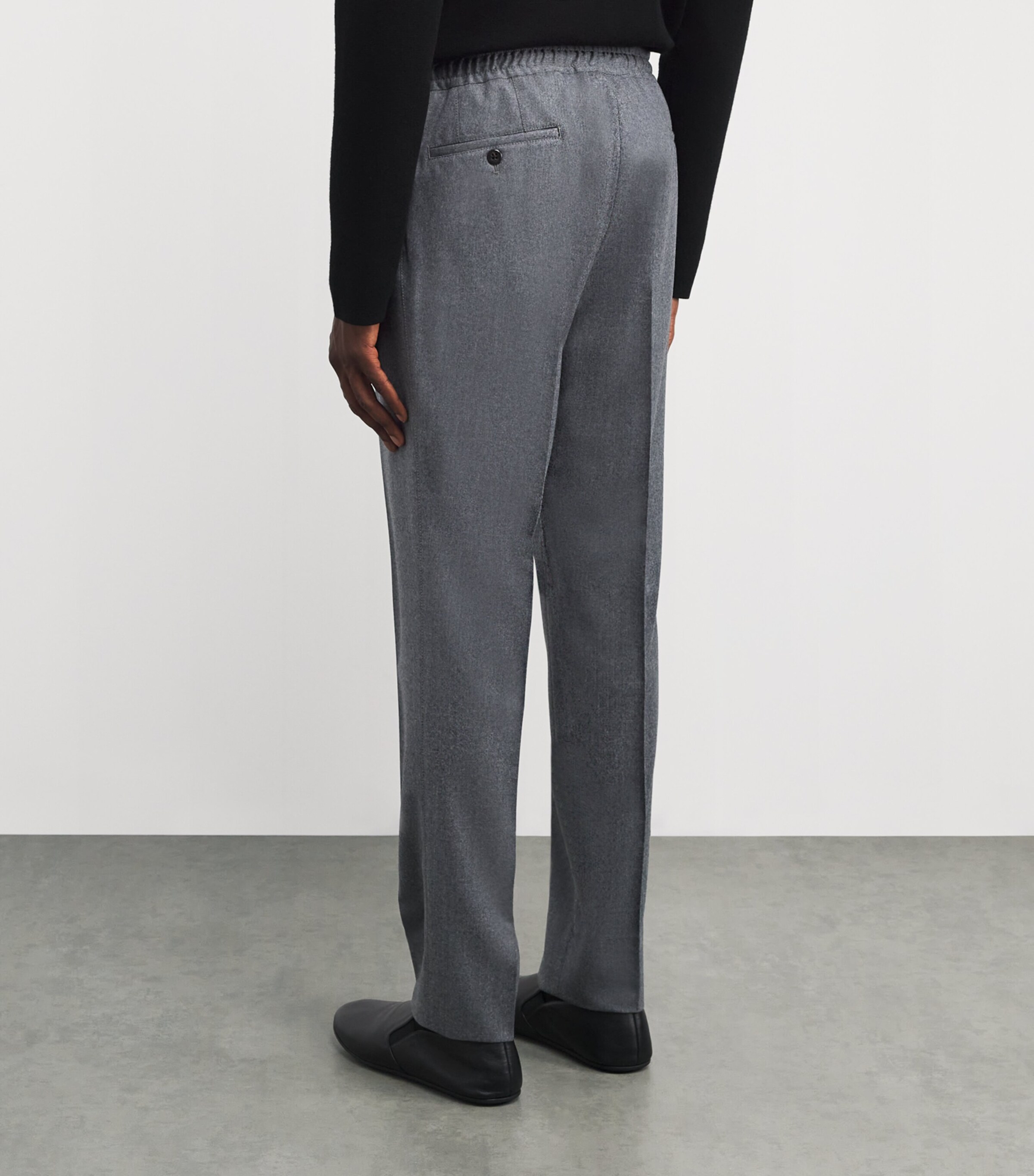 Wool Drawstring Trousers 016 GREY MELANGE Image 4
