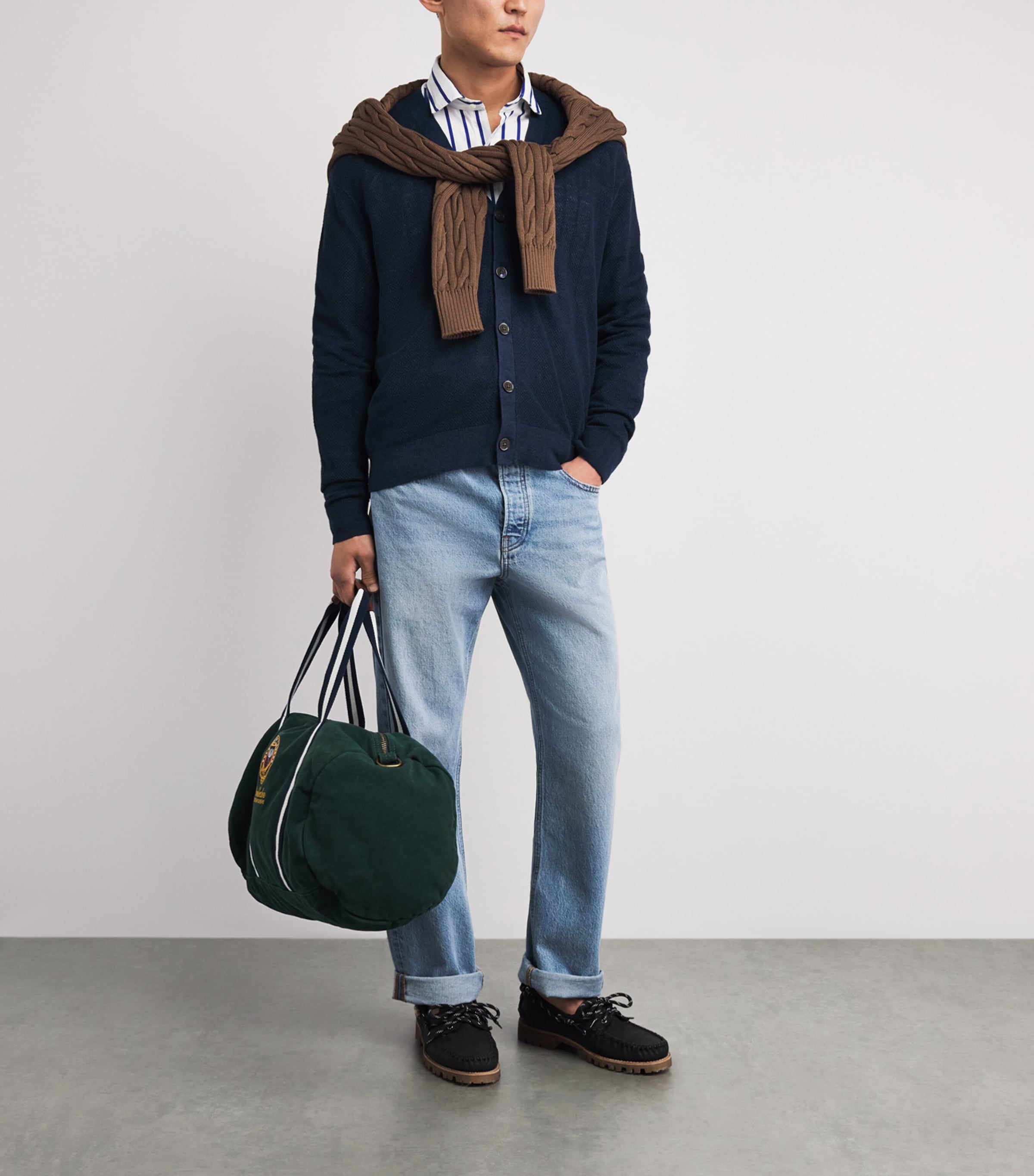 Polo Ralph Lauren Mens Linen Relaxed Cardigan Newport Navy Image 2