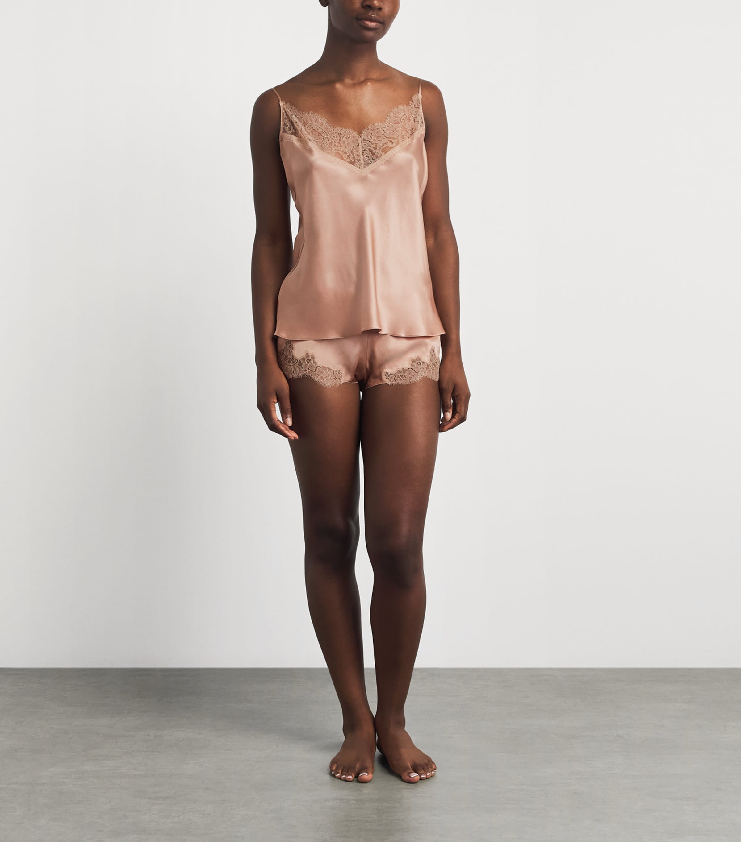 Carine Gilson Womens Silk Cérès Lace Camisole Beige Vision Image 2