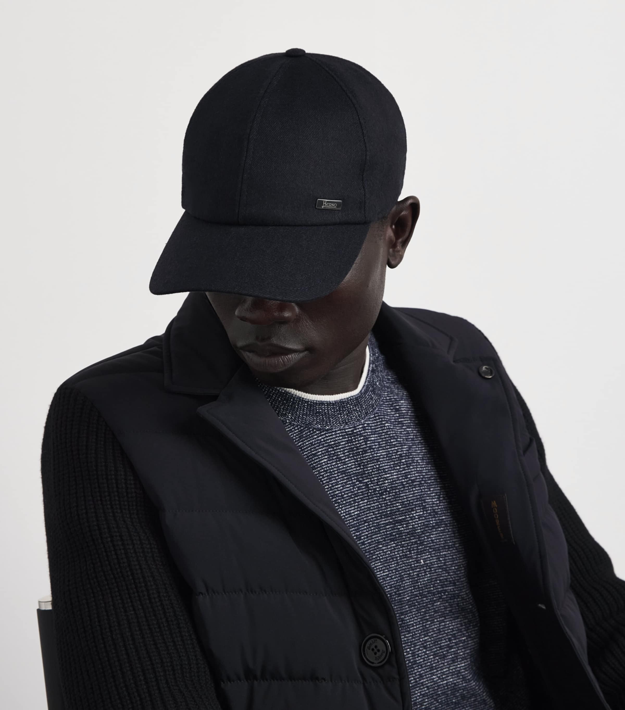 Herno Cashmere-Silk Baseball Cap Blue Image 2