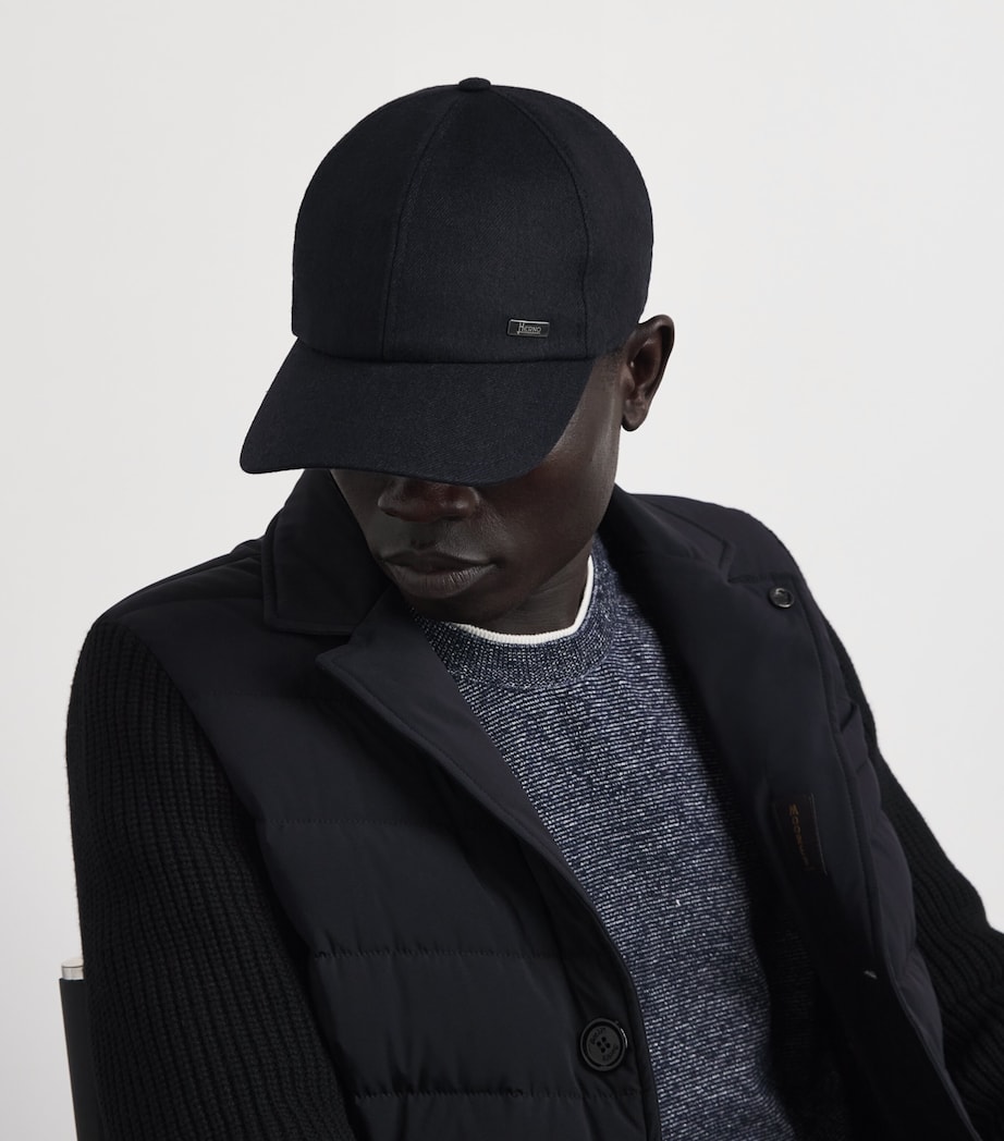 Herno Cashmere-Silk Baseball Cap Blue Image 2