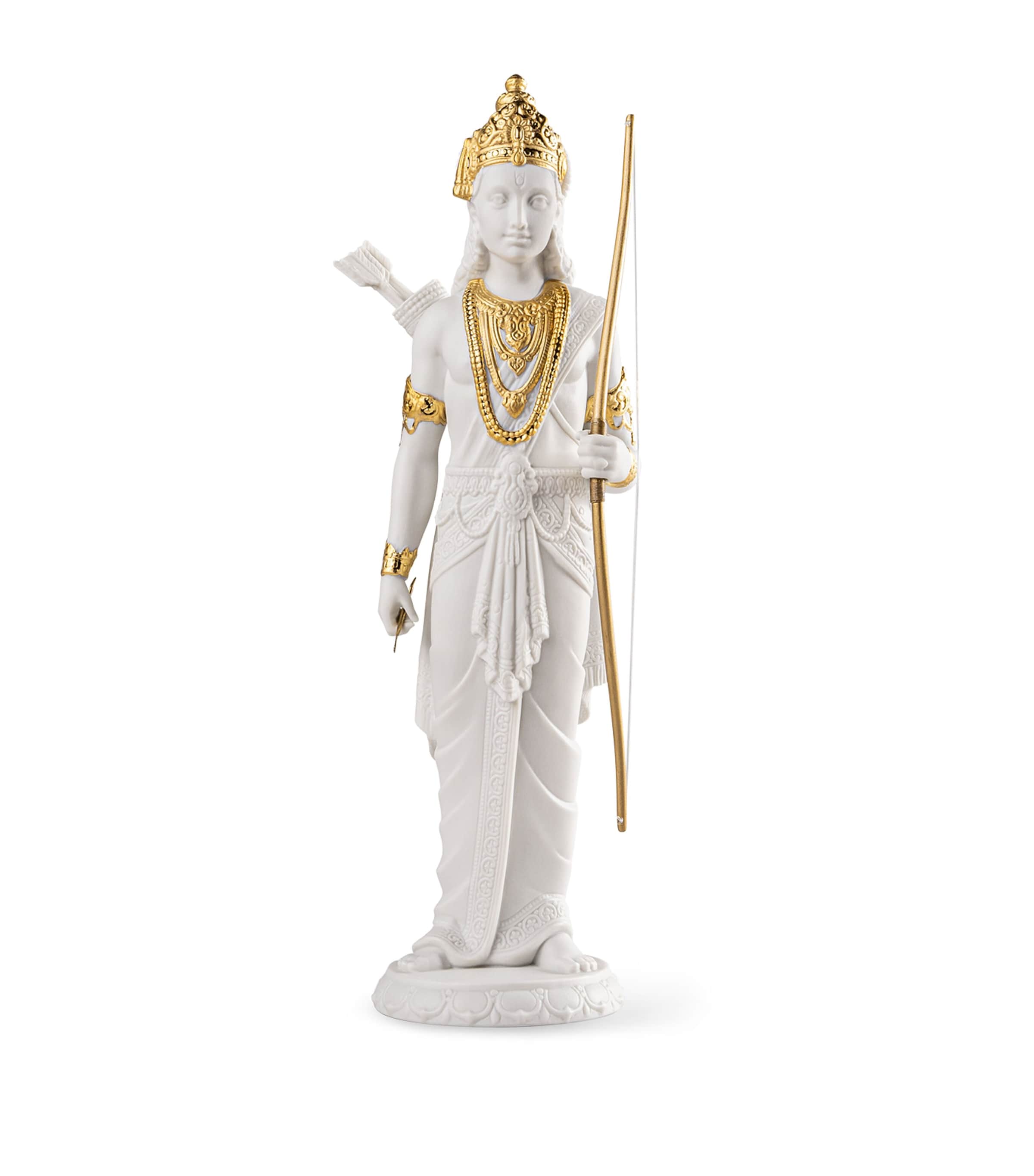 Lladró Porcelain Lakshman Sculpture White & Gold Image 1