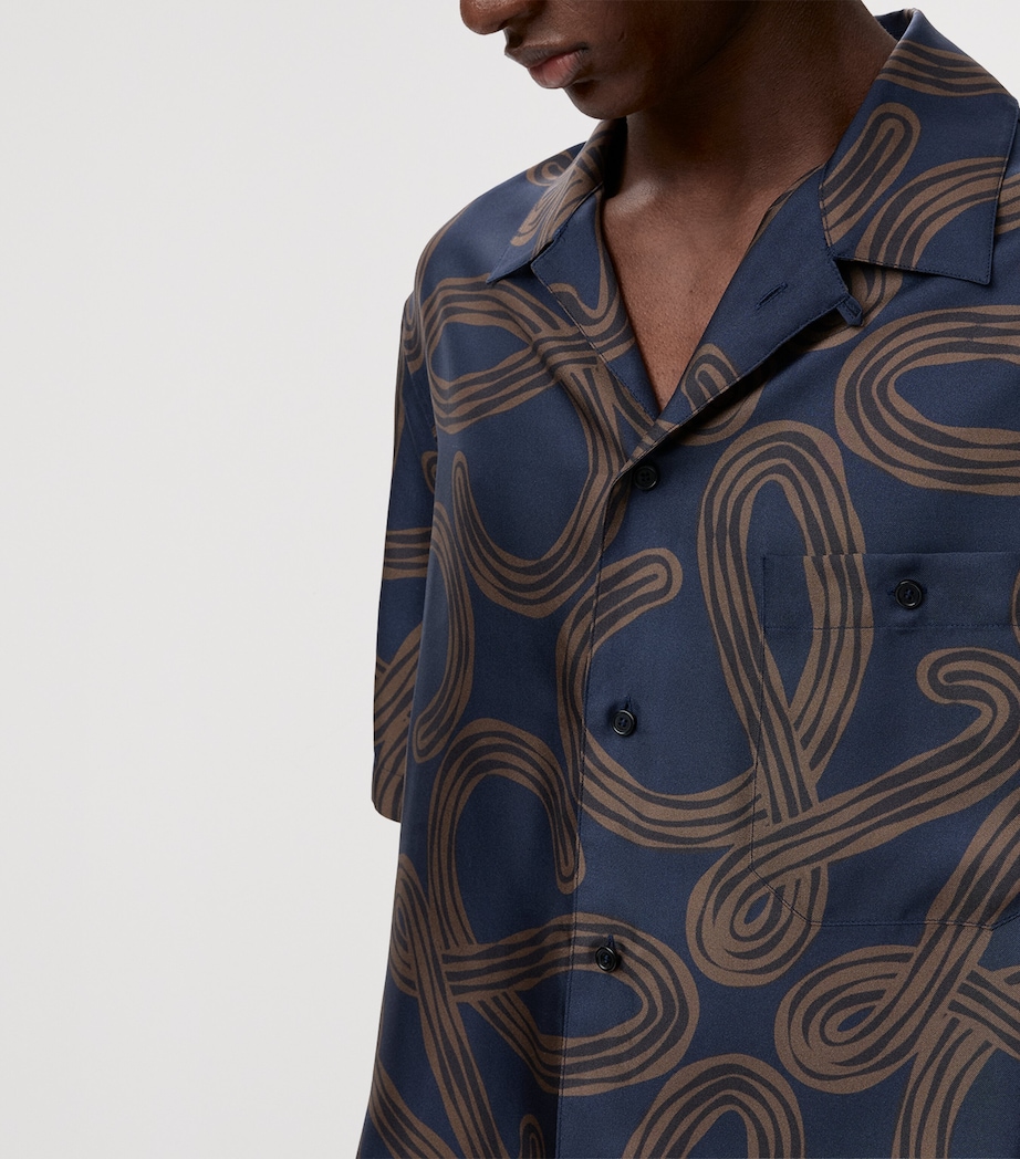 LOEWE Mens x Paula’s Ibiza Silk Anagram Shirt Navy/brown Image 5