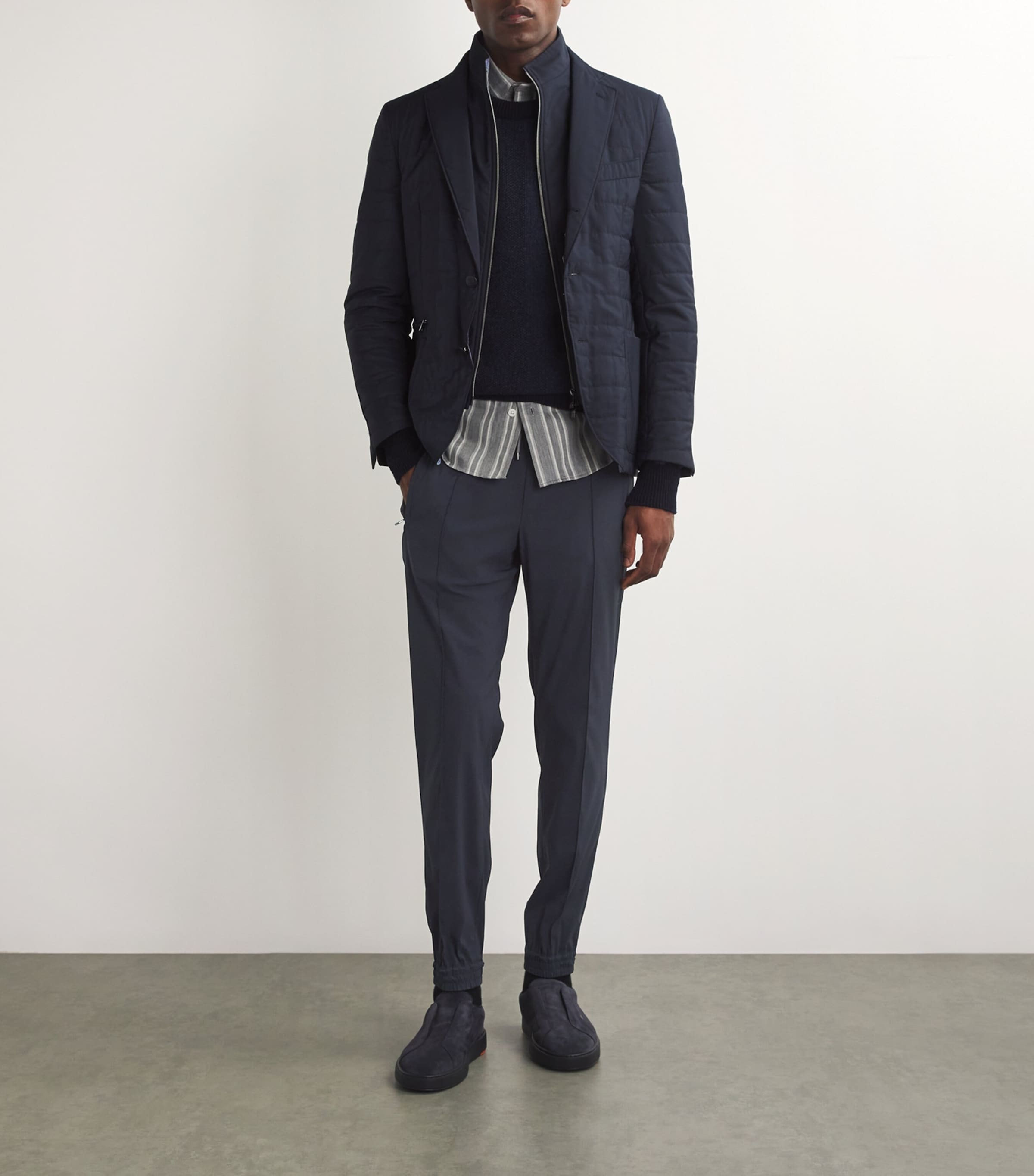 Slim Drawstring Trousers 002 DARK BLUE Image 2