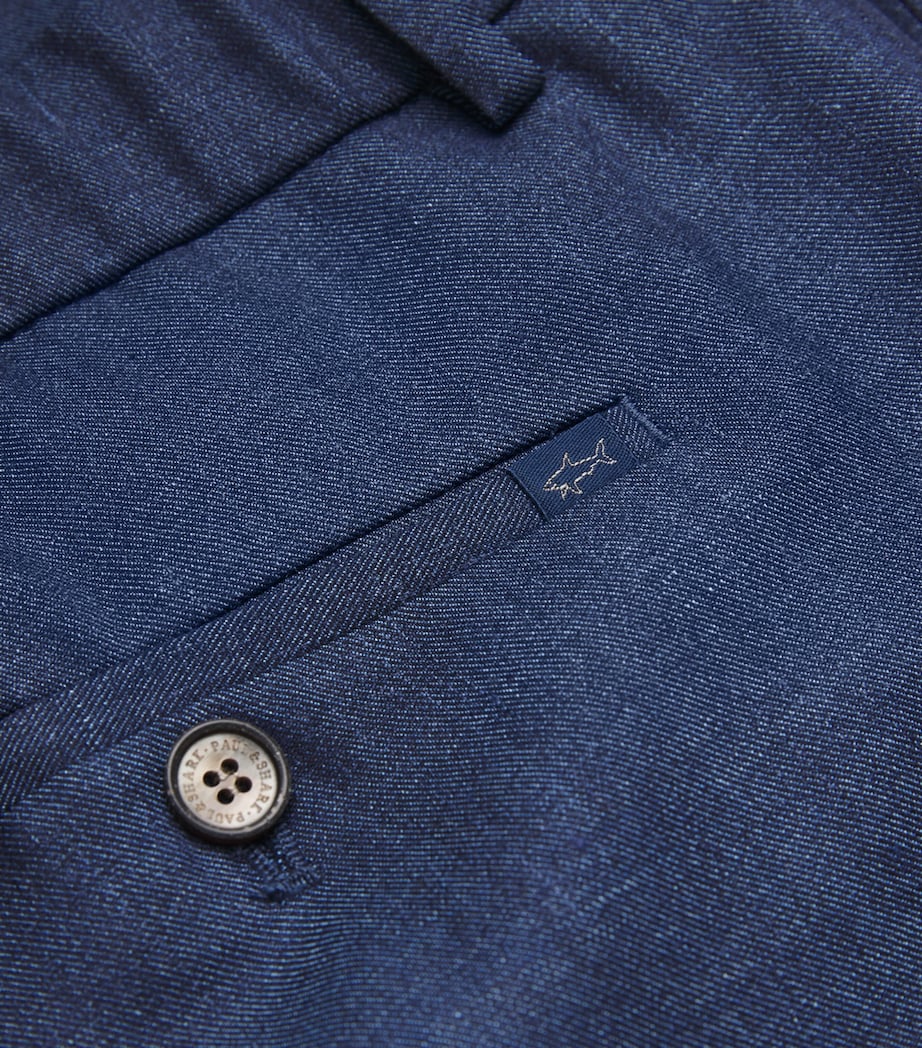 Loro Piana Virgin Wool-Silk-Blend Jersey Chinos 050 NAVY BLUE Image 5