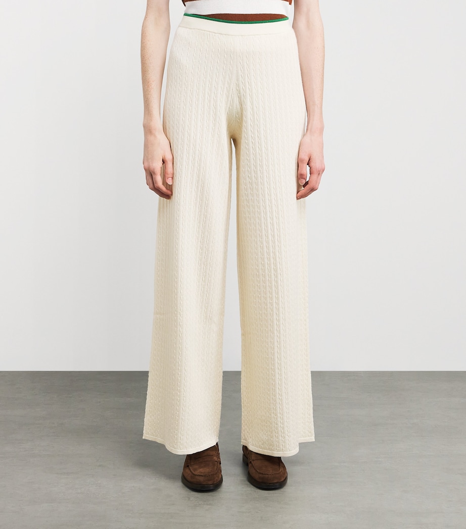 Cashmere-Silk The Cable Sweatpants KELLY GREEN MULTI Image 3