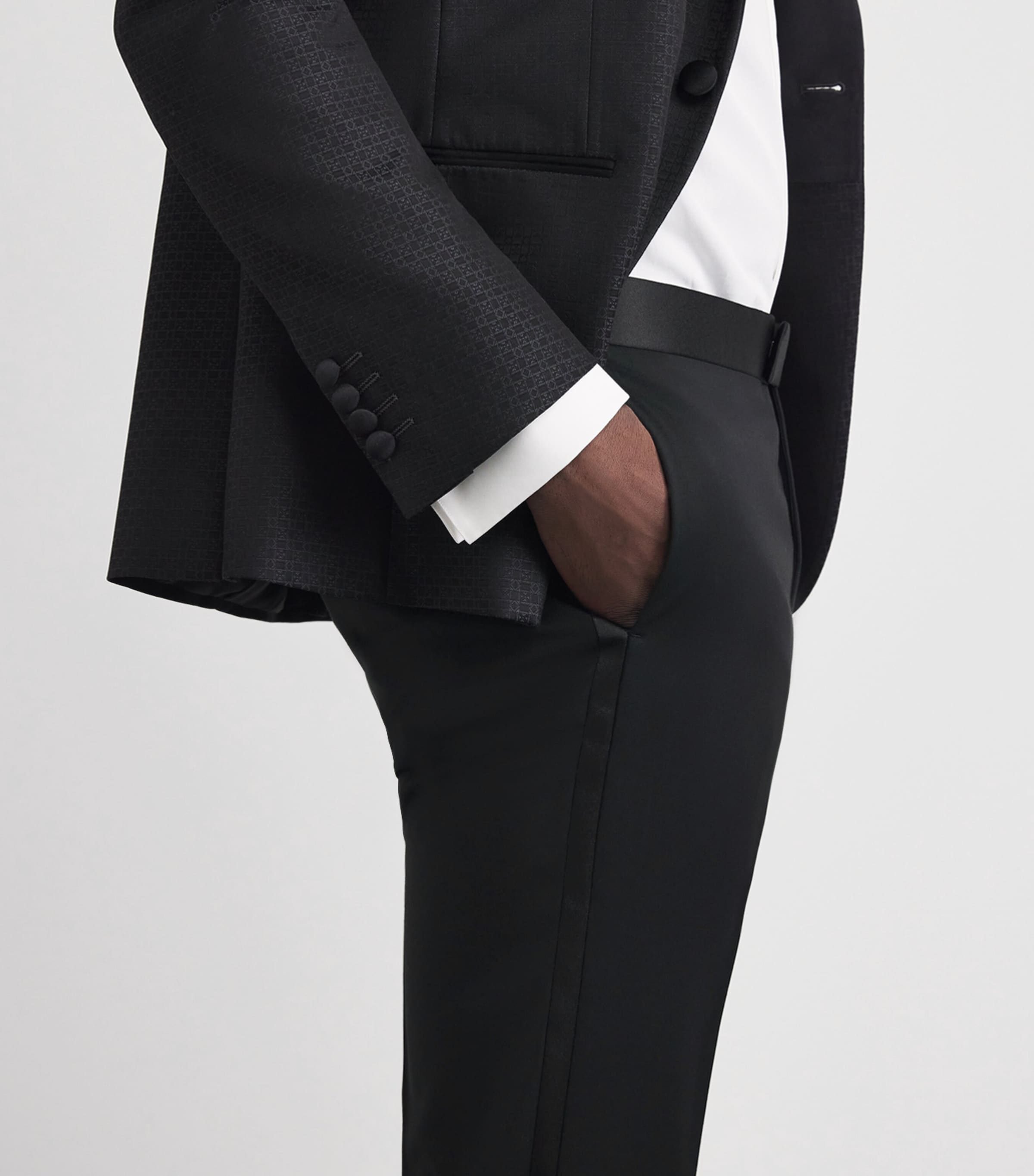 Pal Zileri Mens Wool-Blend Satin-Trim Trousers Black Image 3