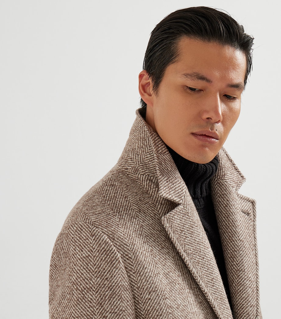 Wool-Alpaca-Blend Chevron Overcoat C005 Image 6