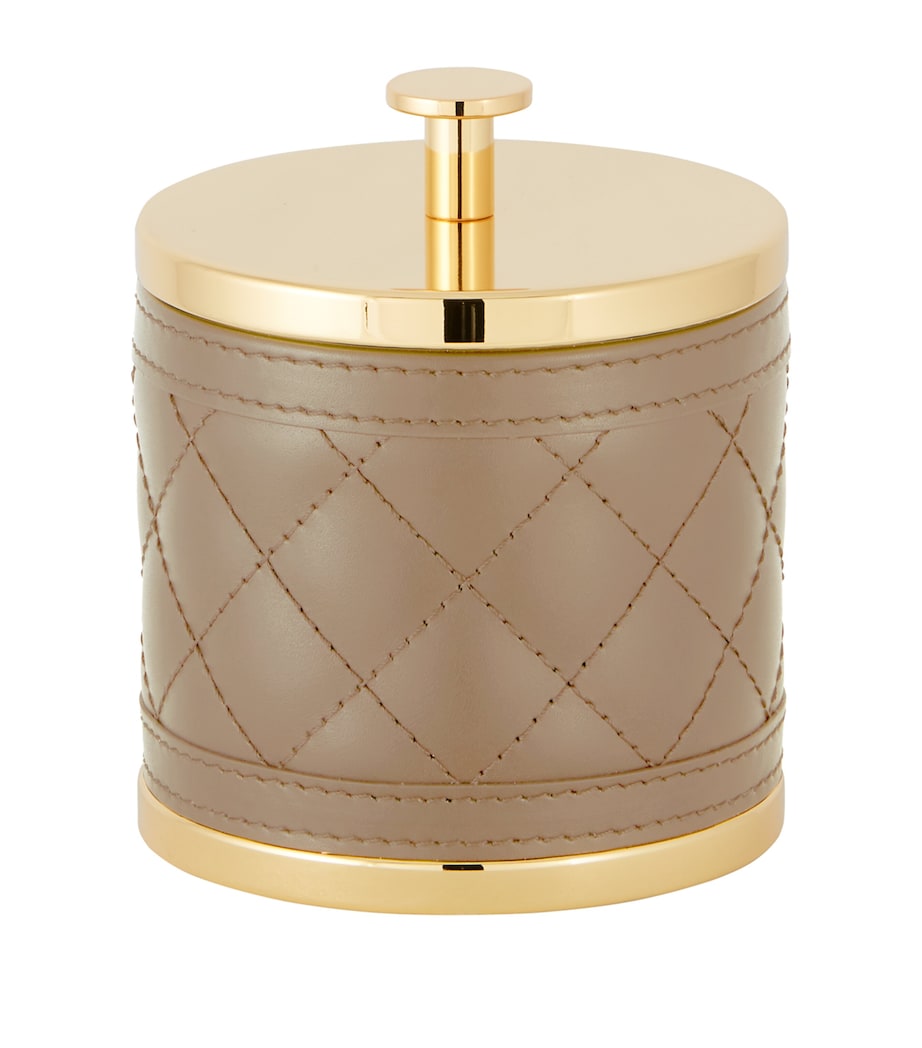 Small Quilted Round Box TAUPE Image 1