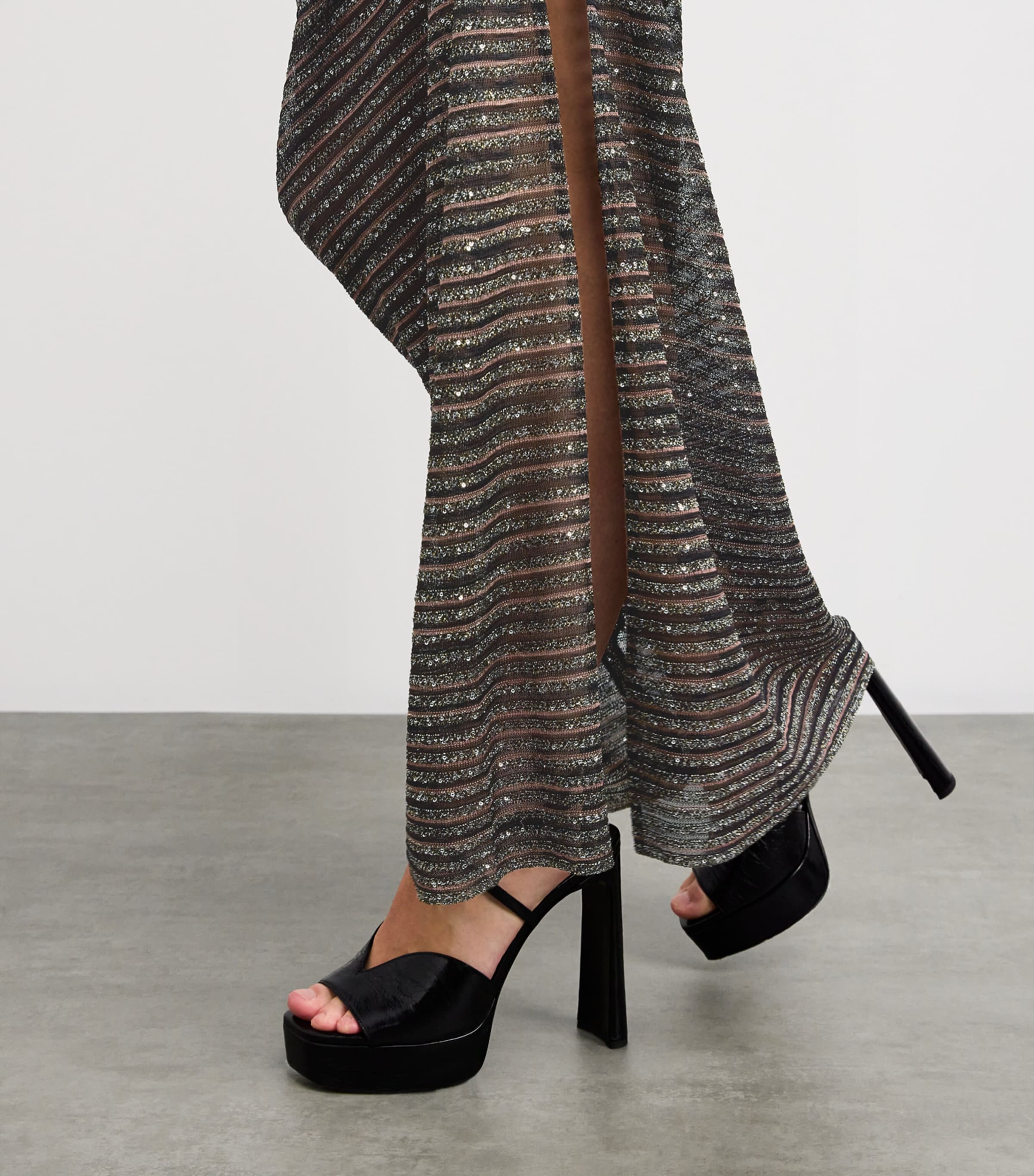 Missoni Womens Knit Stripe Maxi Dress Black+brown Image 6