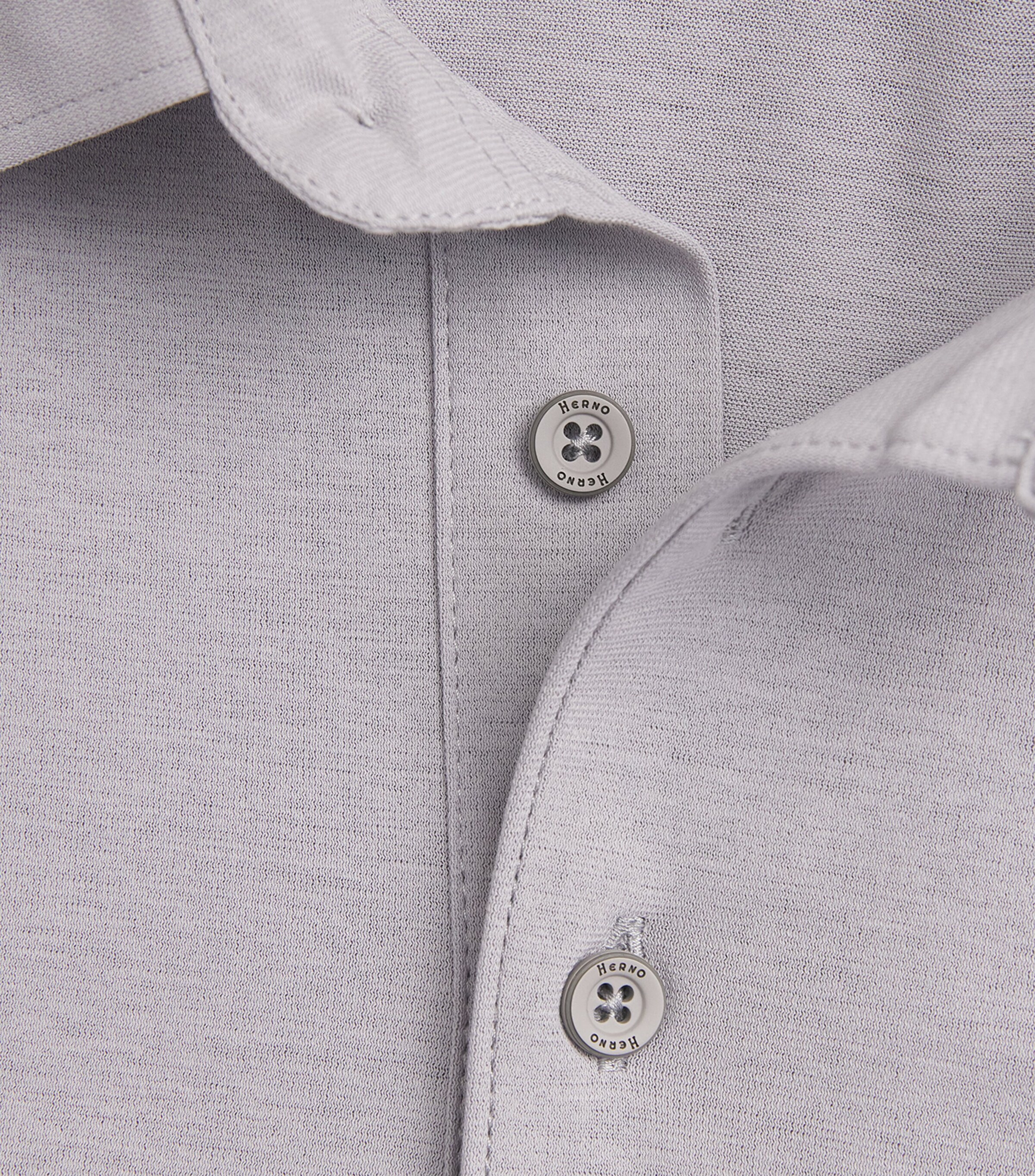 Herno Mens Cotton Jersey Crepe Polo Shirt Grigio Chiaro Image 6