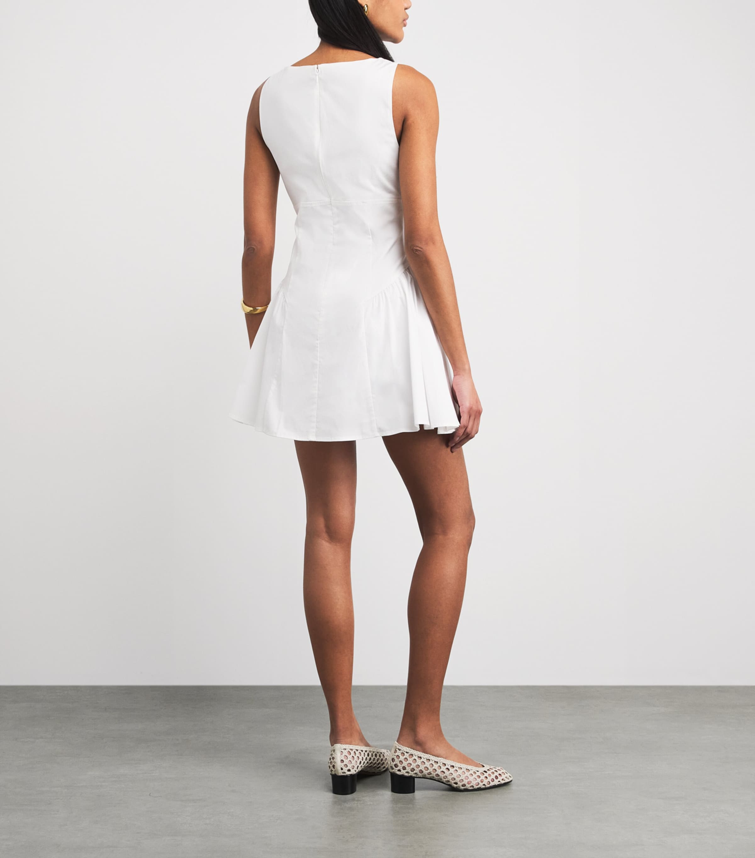STAUD Womens Cotton-Blend Gwen Mini Dress Wht White Image 4
