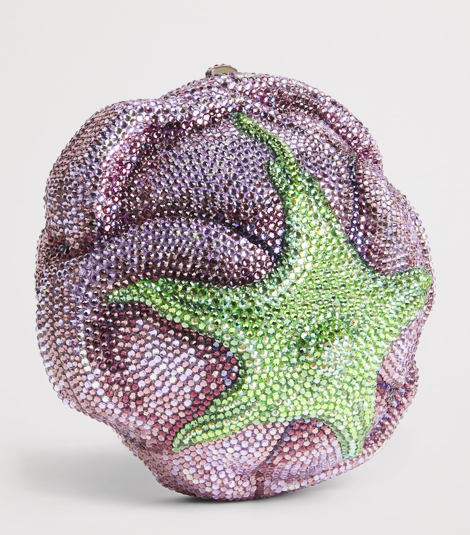 Judith Leiber Crystal-Embellished Rose Clutch Bag Silver Lilac Multi Image 3
