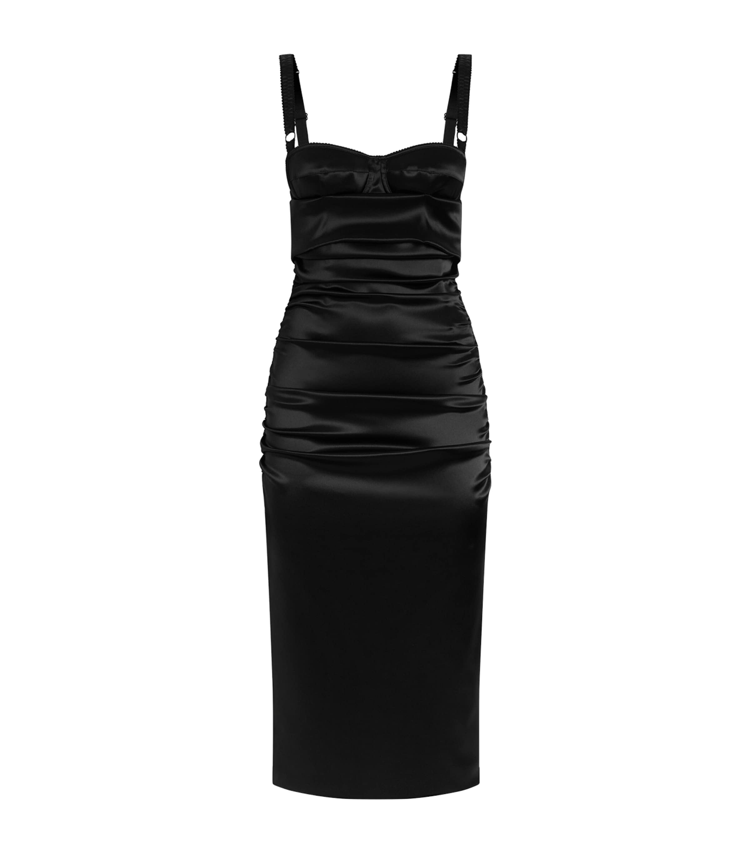Shop Dolce & Gabbana Satin Ruched Midi Dress