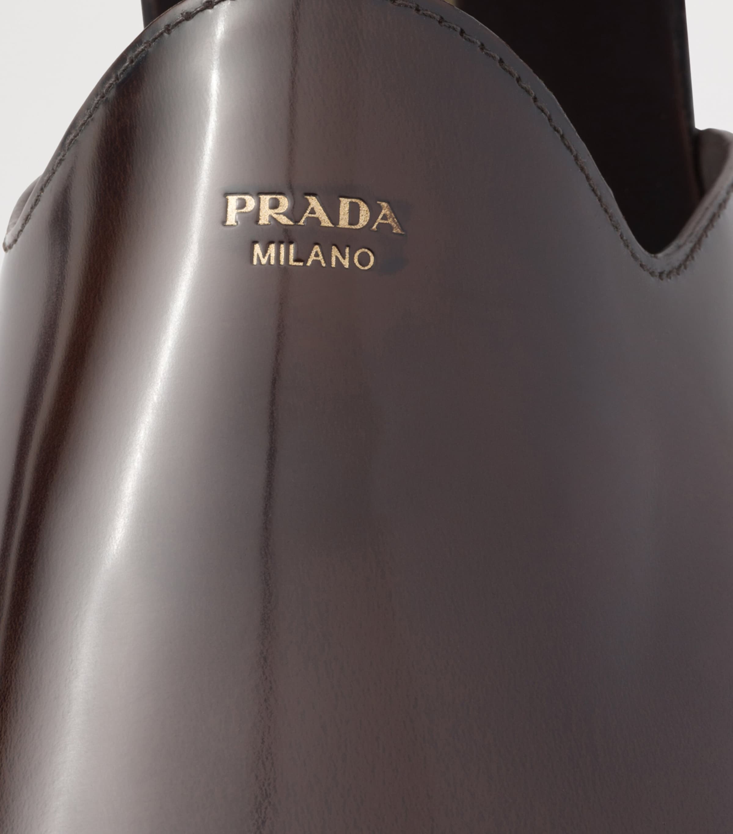 Prada Brown Brushed Leather Mules | Harrods UK