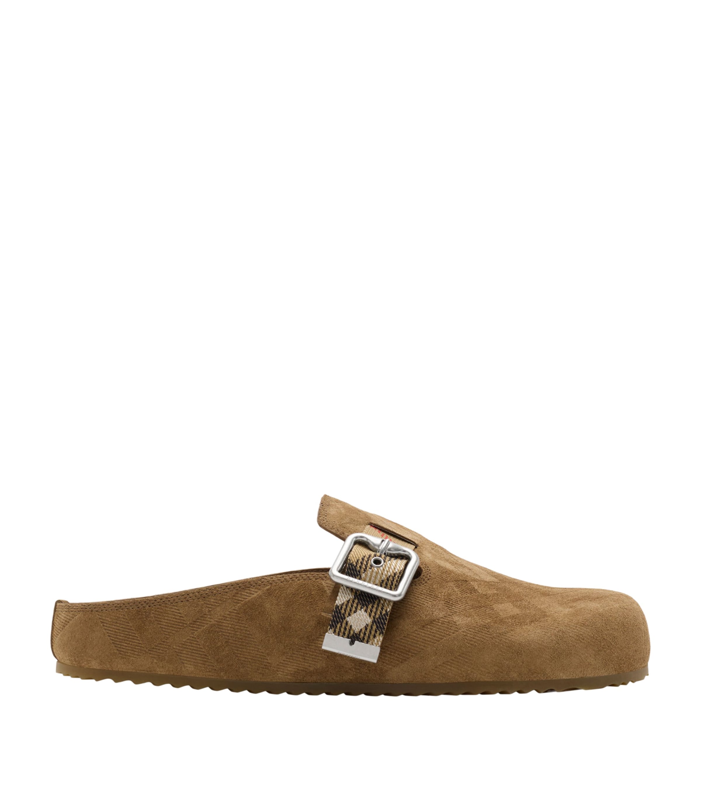 Burberry Suede Check-Trim Urchin Clogs Jute Image 1