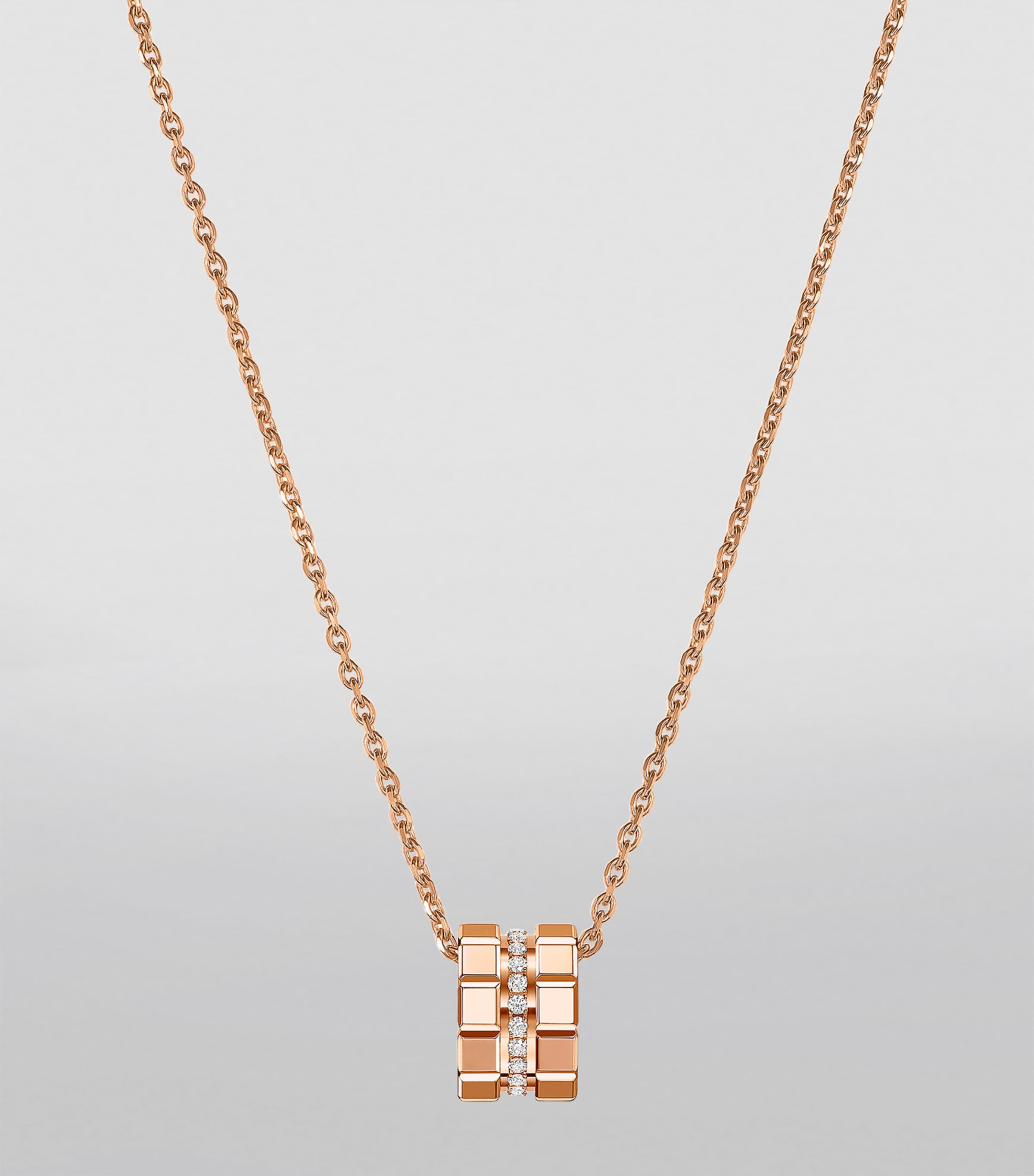 Rose Gold and Diamond Ice Cube Necklace 18K ROSE GOLD Image 3