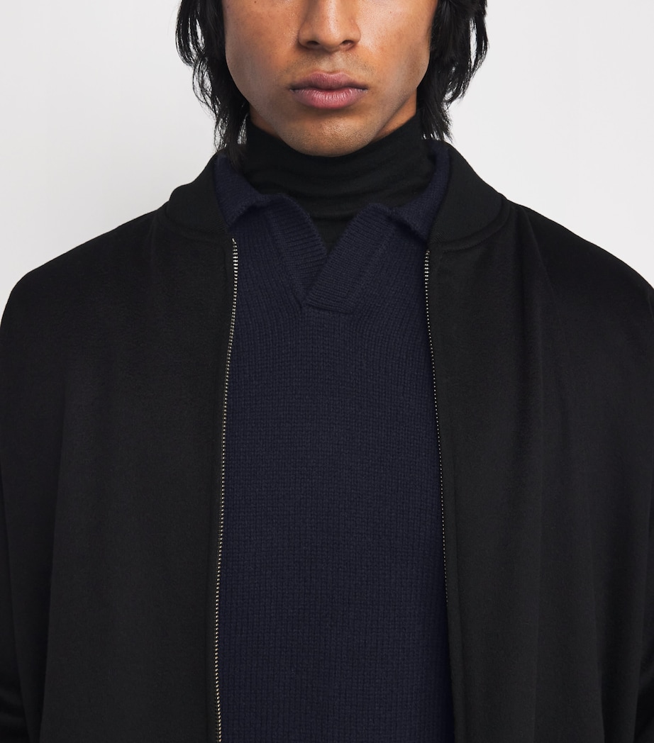 Wool-Blend Open-Collar Sweater 10098 - NAVY Image 6