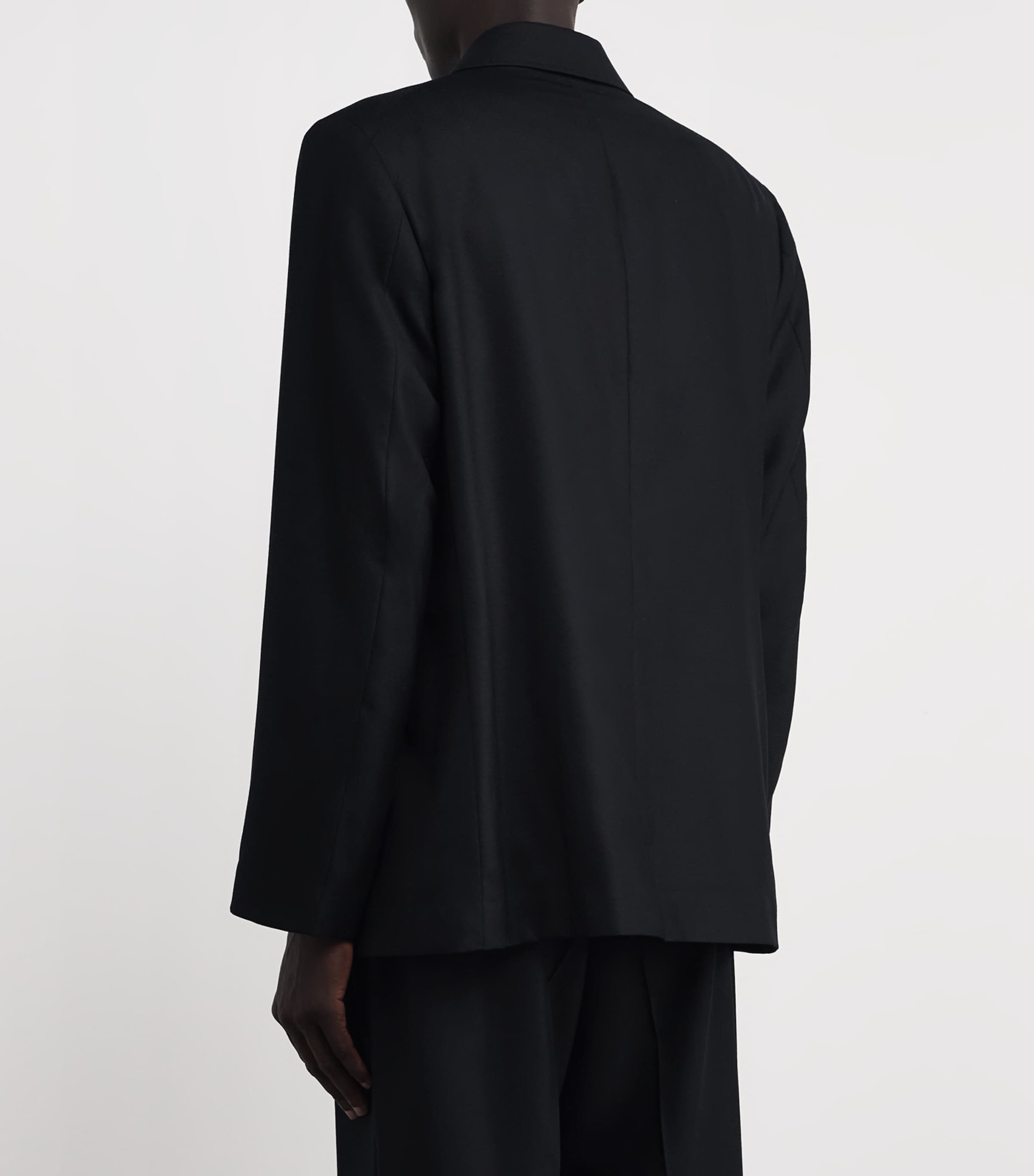 Wool Unconstructed Blazer BLACK PANAMA WOOL Image 4