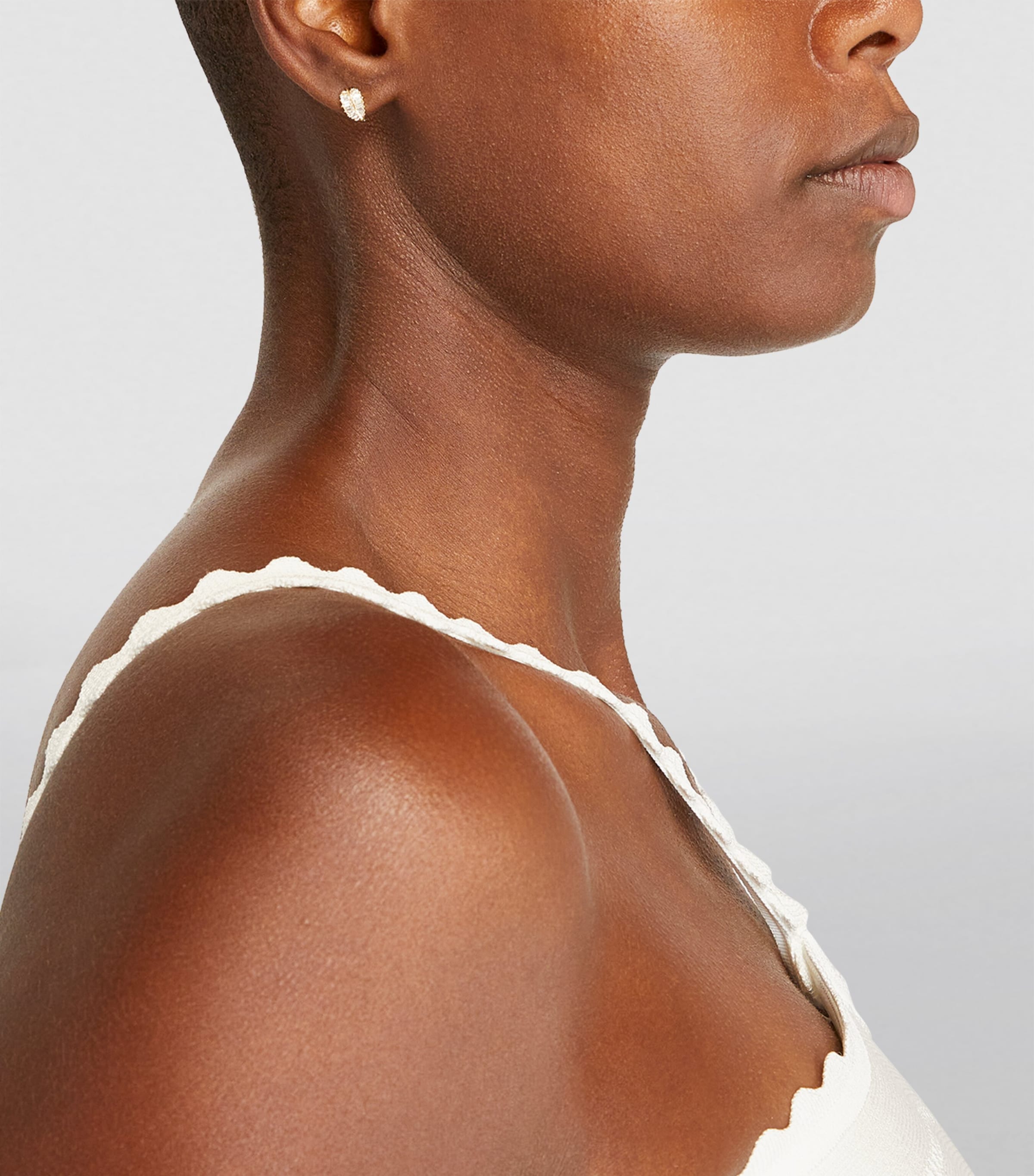 Yellow Gold and Diamond Palm Leaf Stud Earrings YELLOW GOLD Image 5