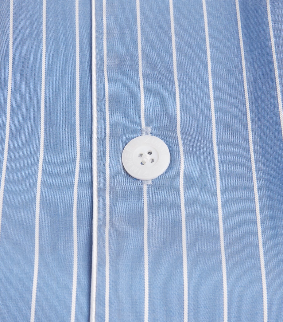 Zimmerli Mens Stripe Long-Sleeve Pyjama Set Blue Image 6