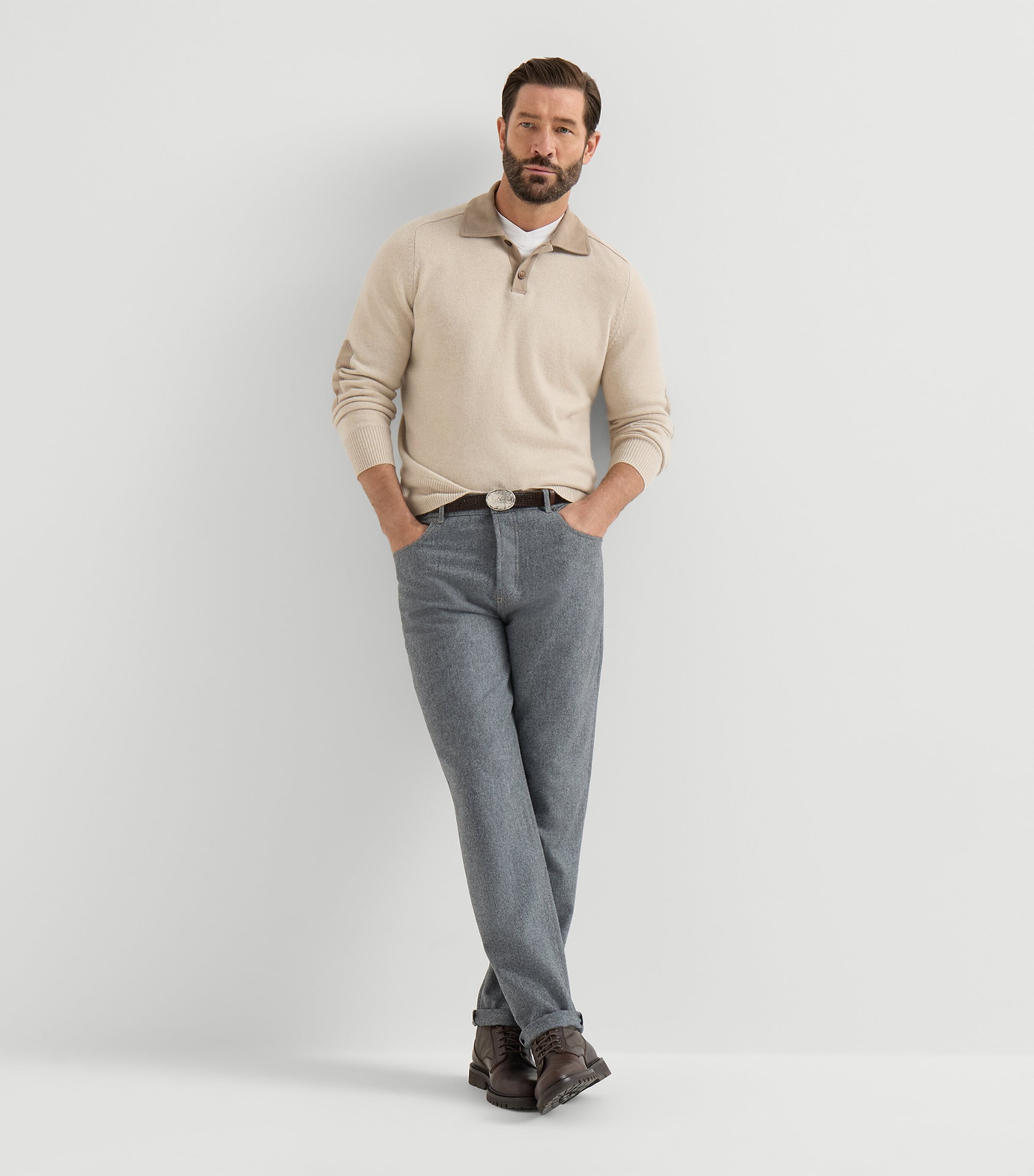 Brunello Cucinelli Mens Virgin Wool Flannel Tailored Trousers Image 4