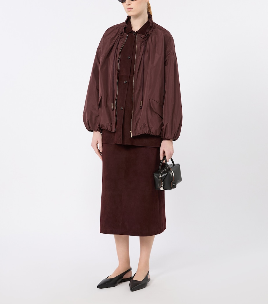 Max Mara Womens Suede Midi Skirt Dark Red Image 2