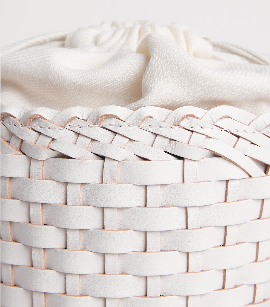 Eleventy Leather Woven Bucket Bag Avorio Image 6