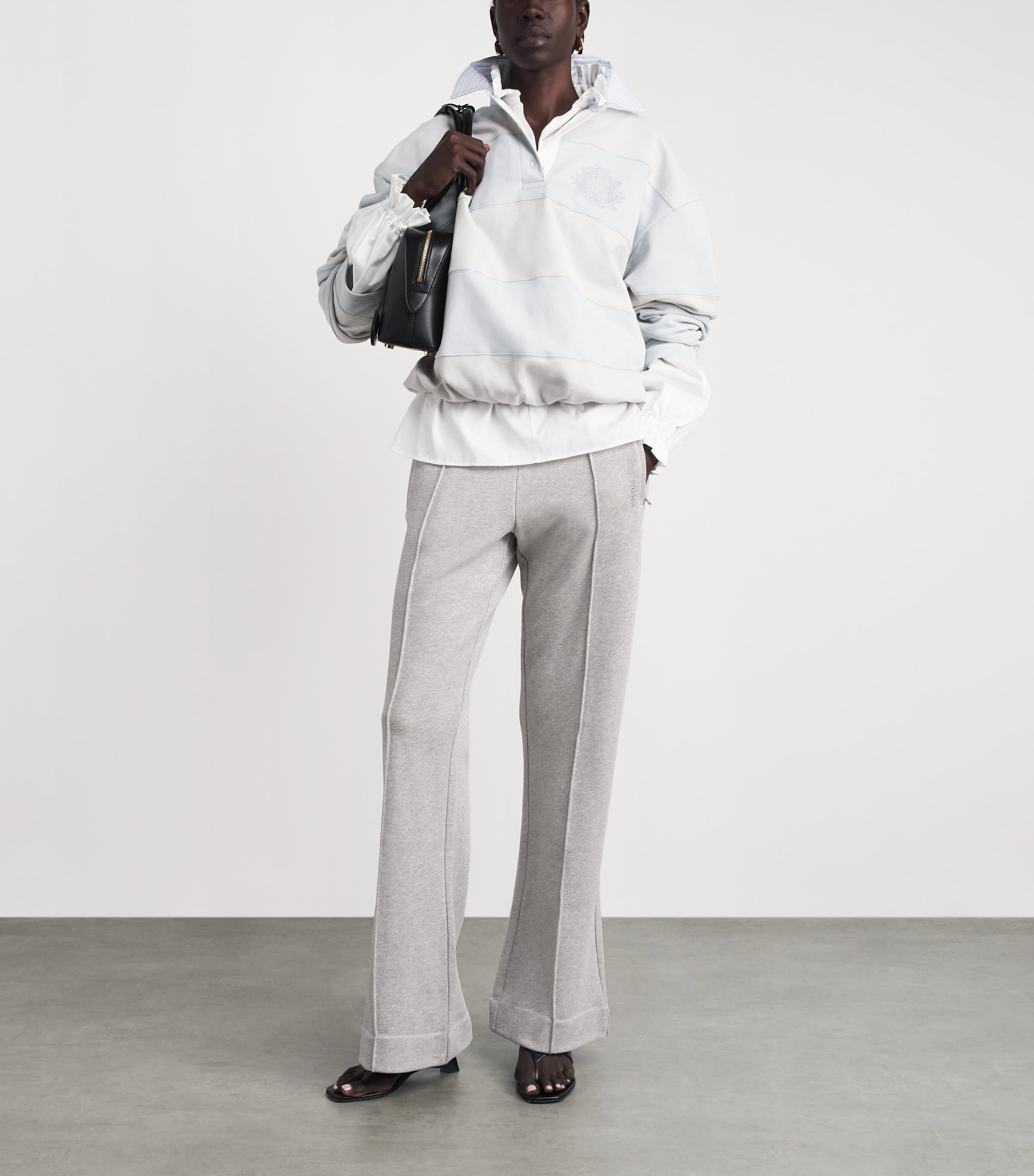 Acne Studios Womens Cotton Logo Sweatpants Grey Melange Image 2