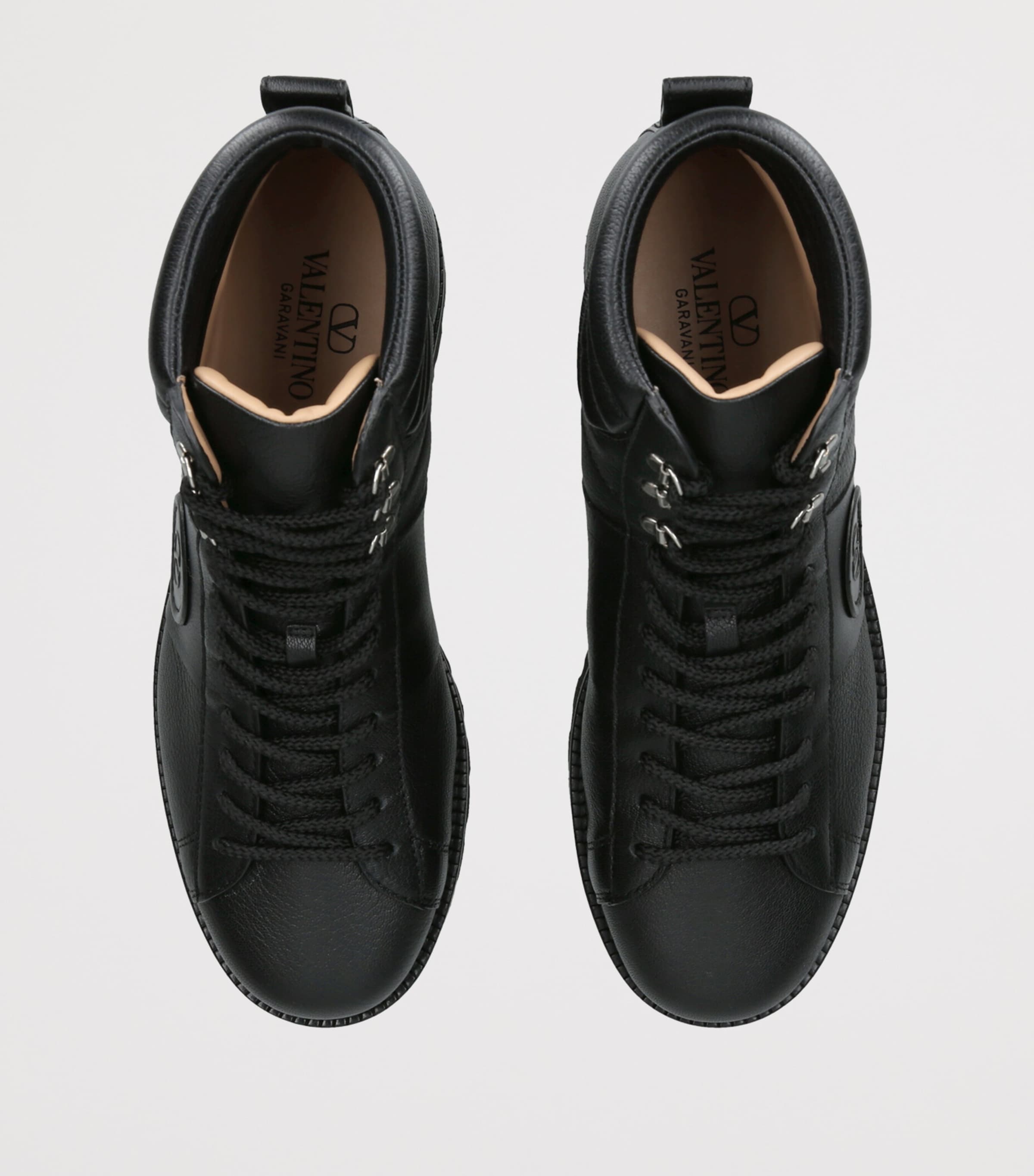 Valentino Garavani Leather Combat Boots Black Image 3