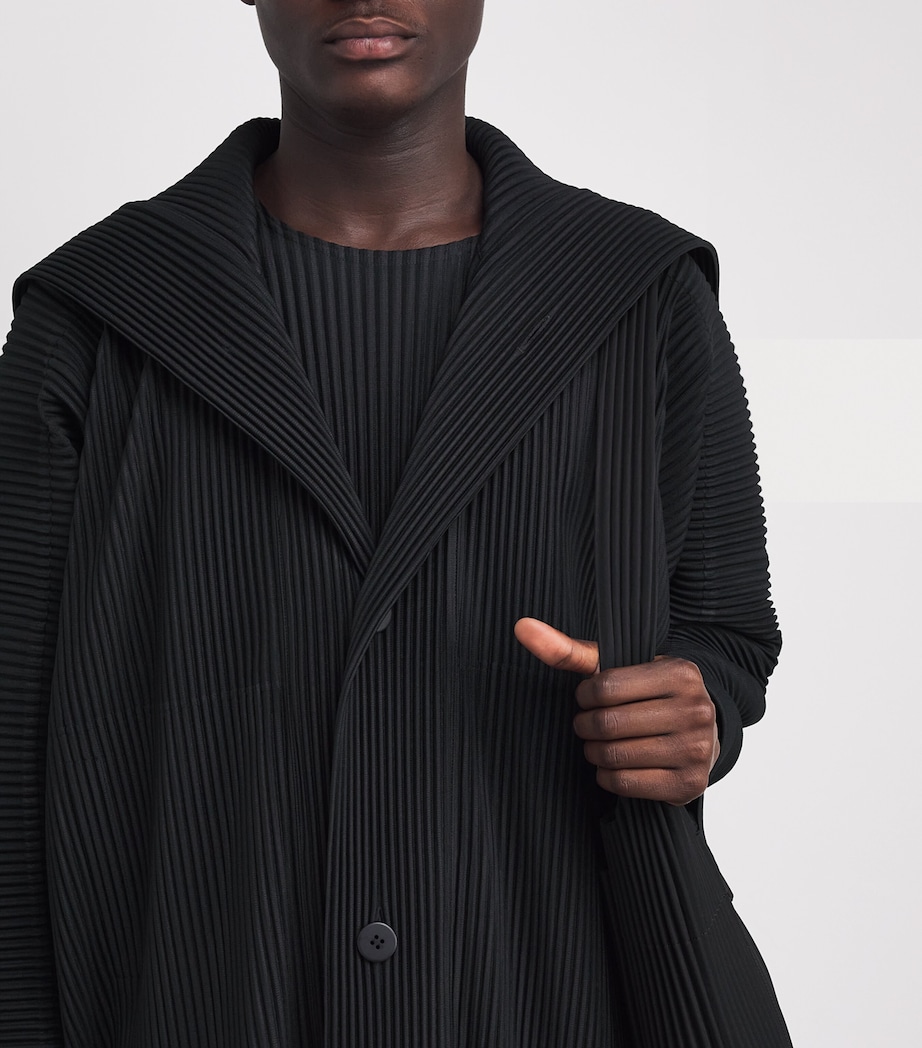 Pleated Long Coat 15-BLACK Image 6