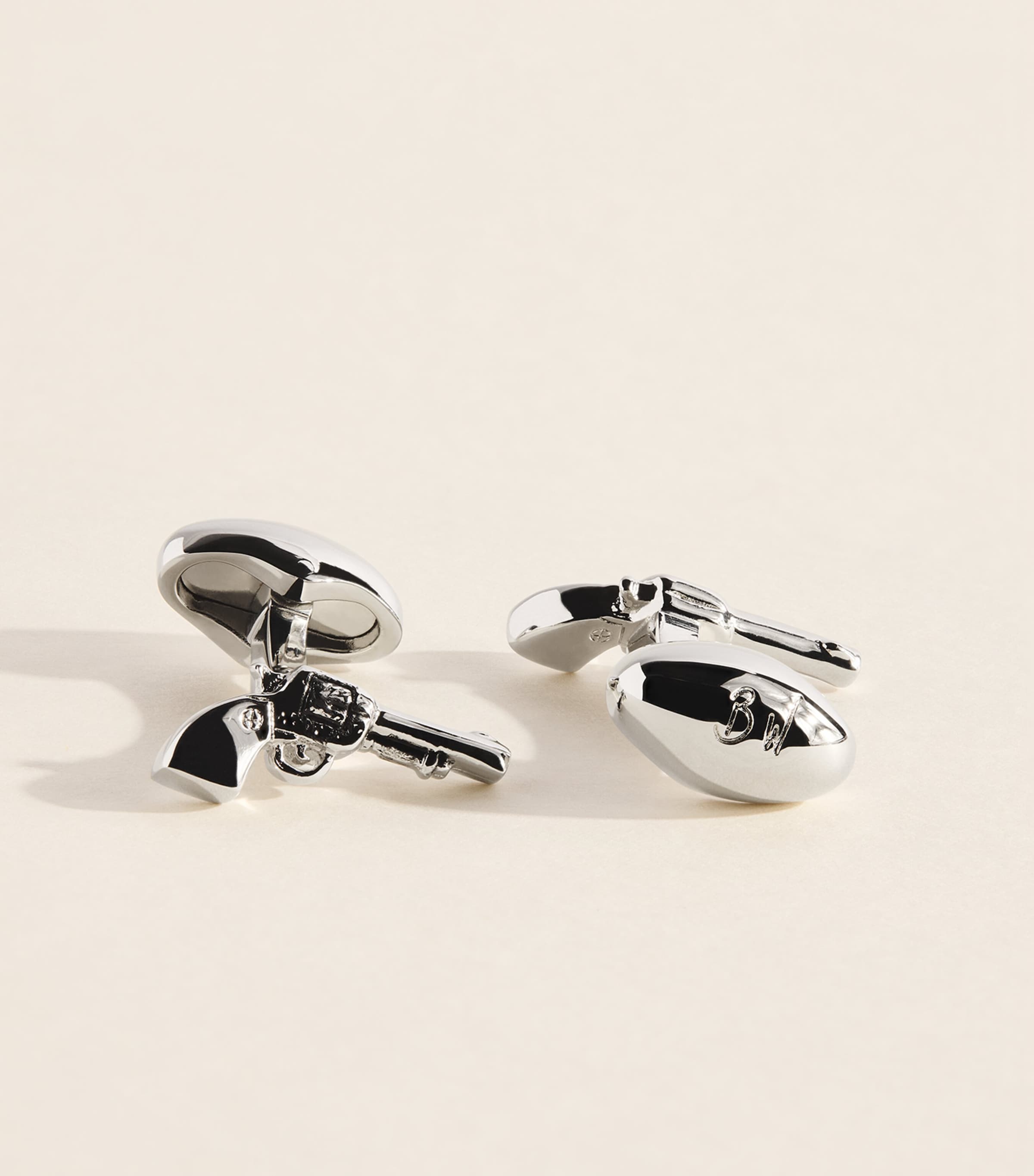 Babette Wasserman Rhodium-Plated Pistol Cufflinks Rhodium Image 1