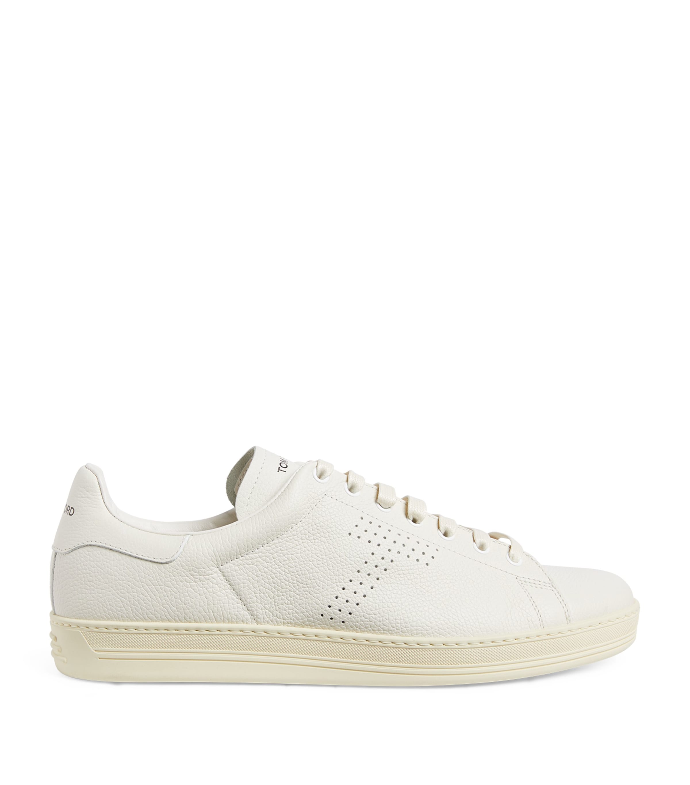 Shop Tom Ford Leather Warwick Sneakers In Neutral