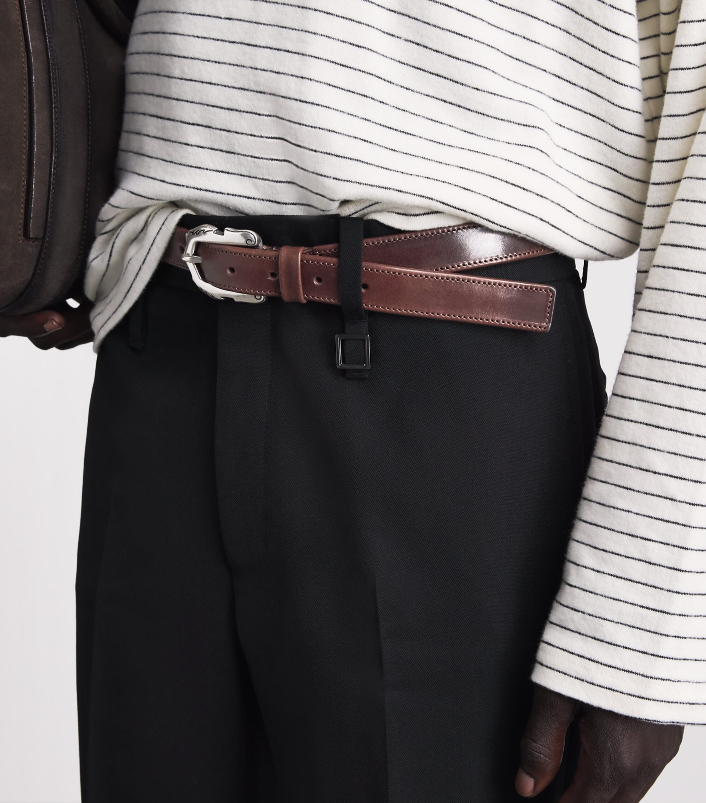 Molebo Leather Engraved Western Belt Brown Leather Image 2