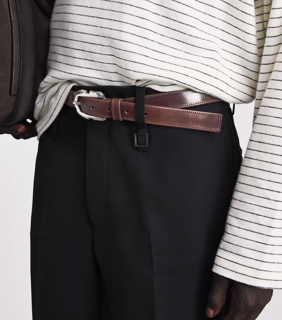 Molebo Leather Engraved Western Belt Brown Leather Image 2