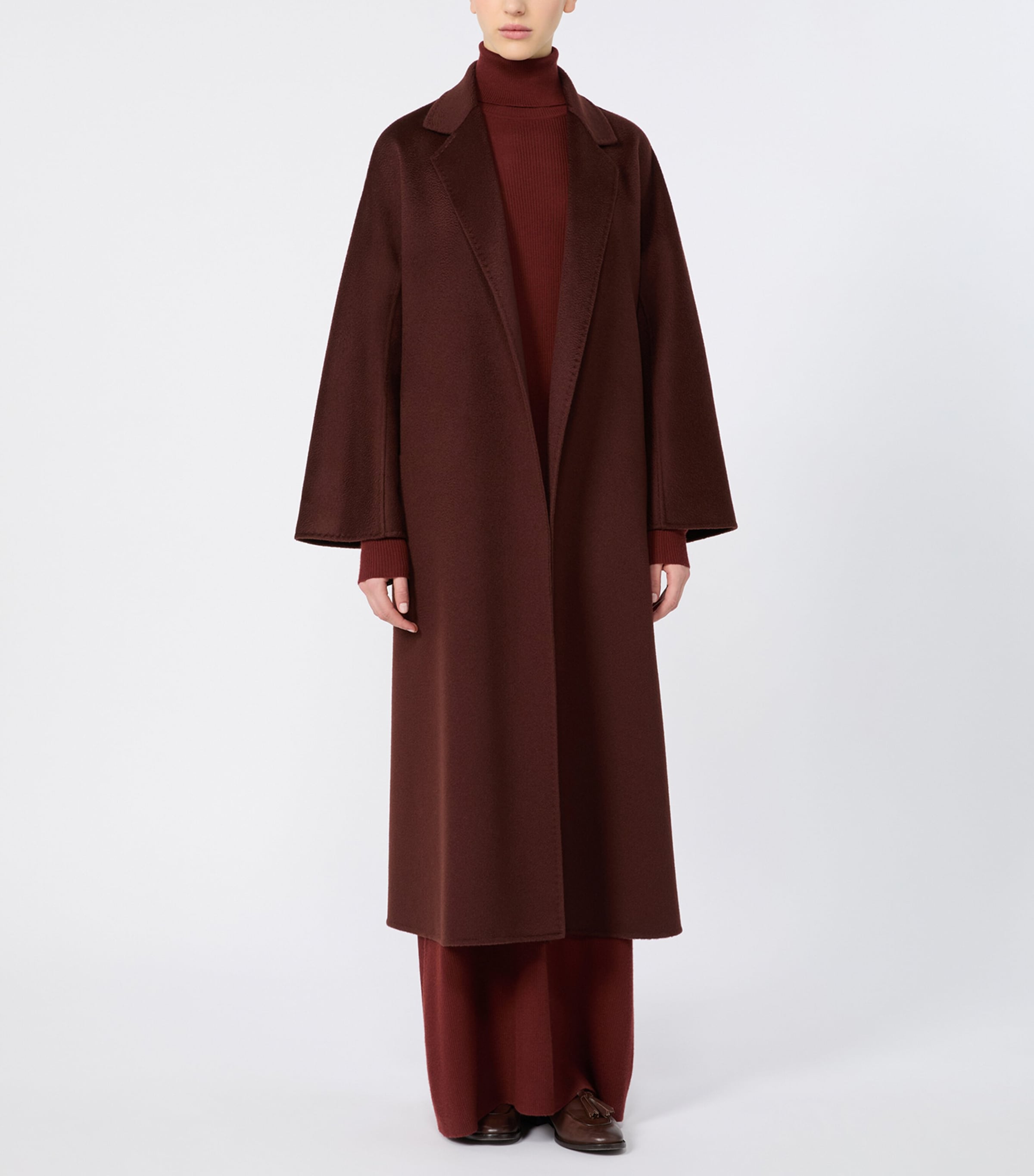 Max Mara Womens Cashmere Ludmilla Wrap Coat Brown Bordeaux Image 2