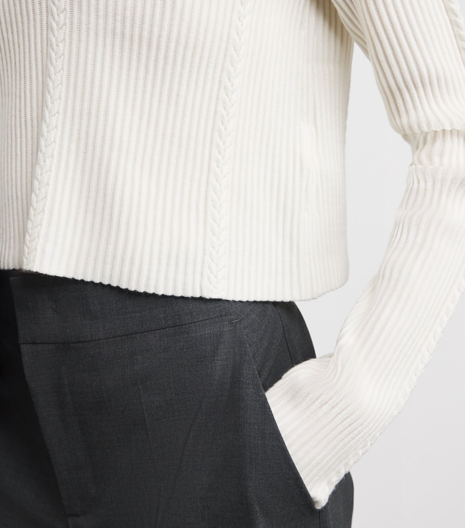 Rib-Knit Quarter-Zip Sweater ECRU Image 6