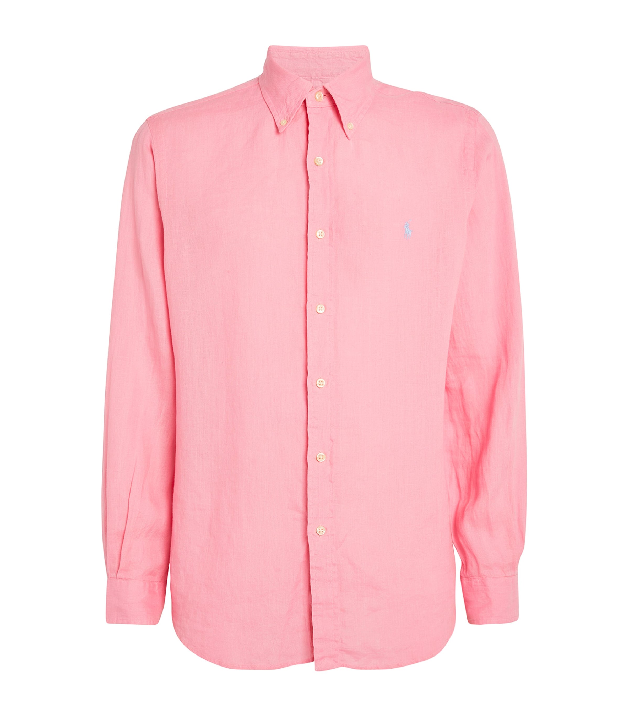 Shop Polo Ralph Lauren Linen Polo Pony Shirt In Pink