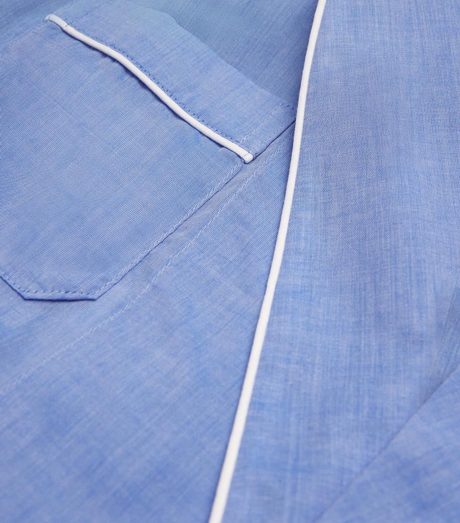 Cotton Contrast-Trim Robe BLUE Image 5