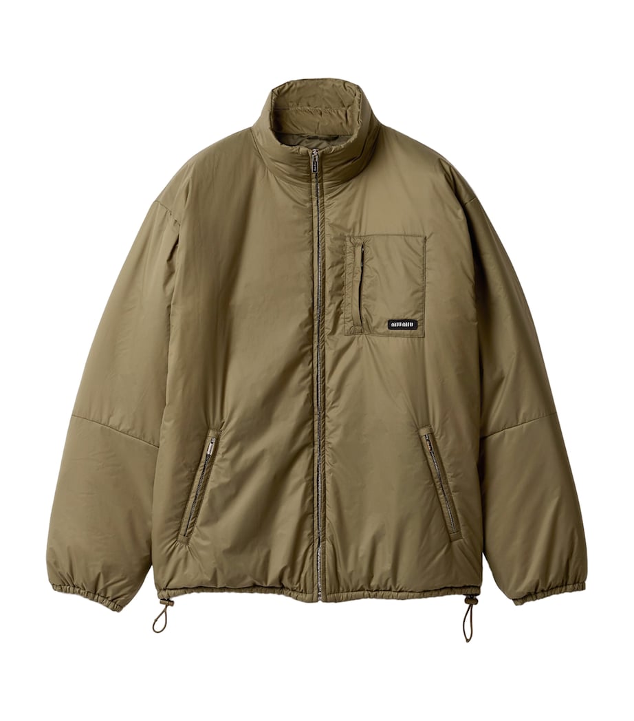 Miu Miu Womens Ripstop Funnel-Neck Puffer Jacket Green Image 1