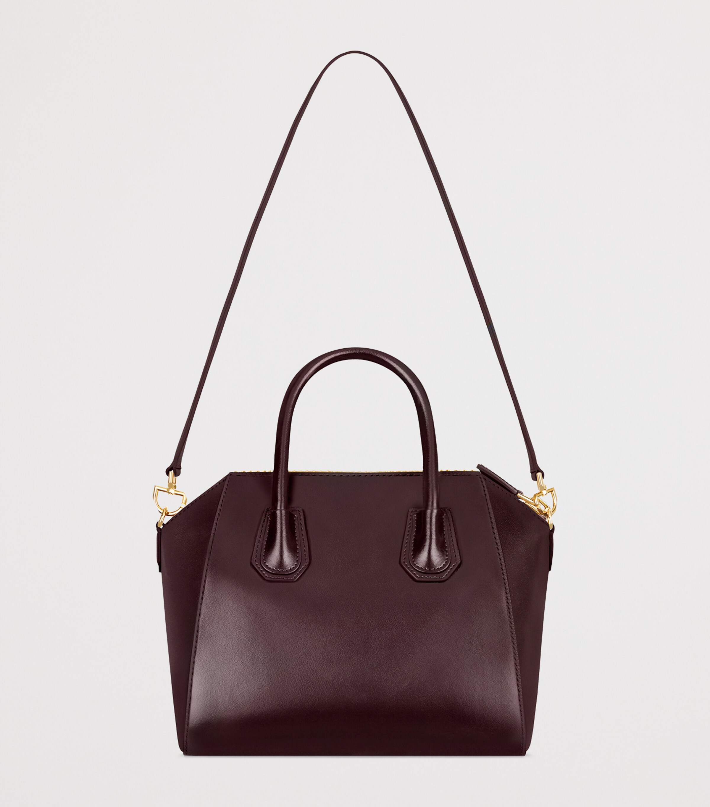 Small Leather Antigona Top-Handle Bag BURGUNDY Image 3