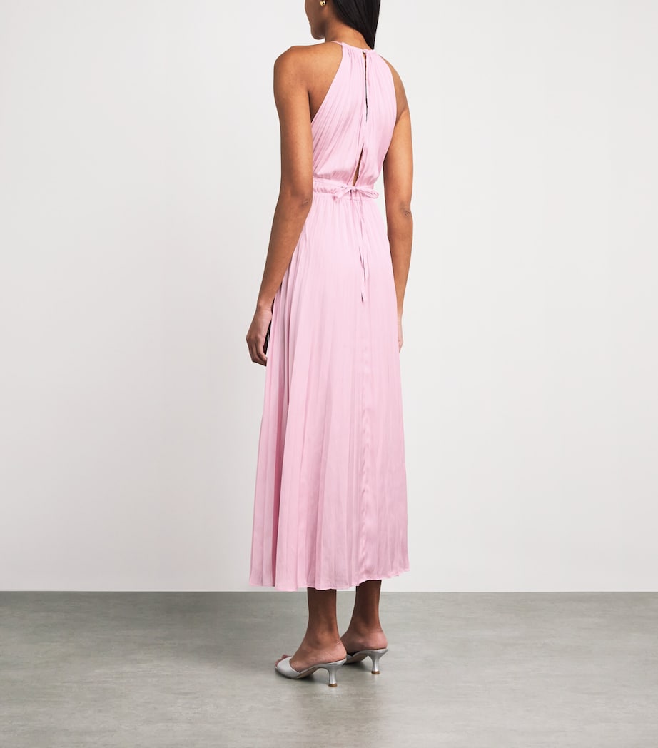 Maje Womens Satin Pleated Maxi Dress Pink Image 4