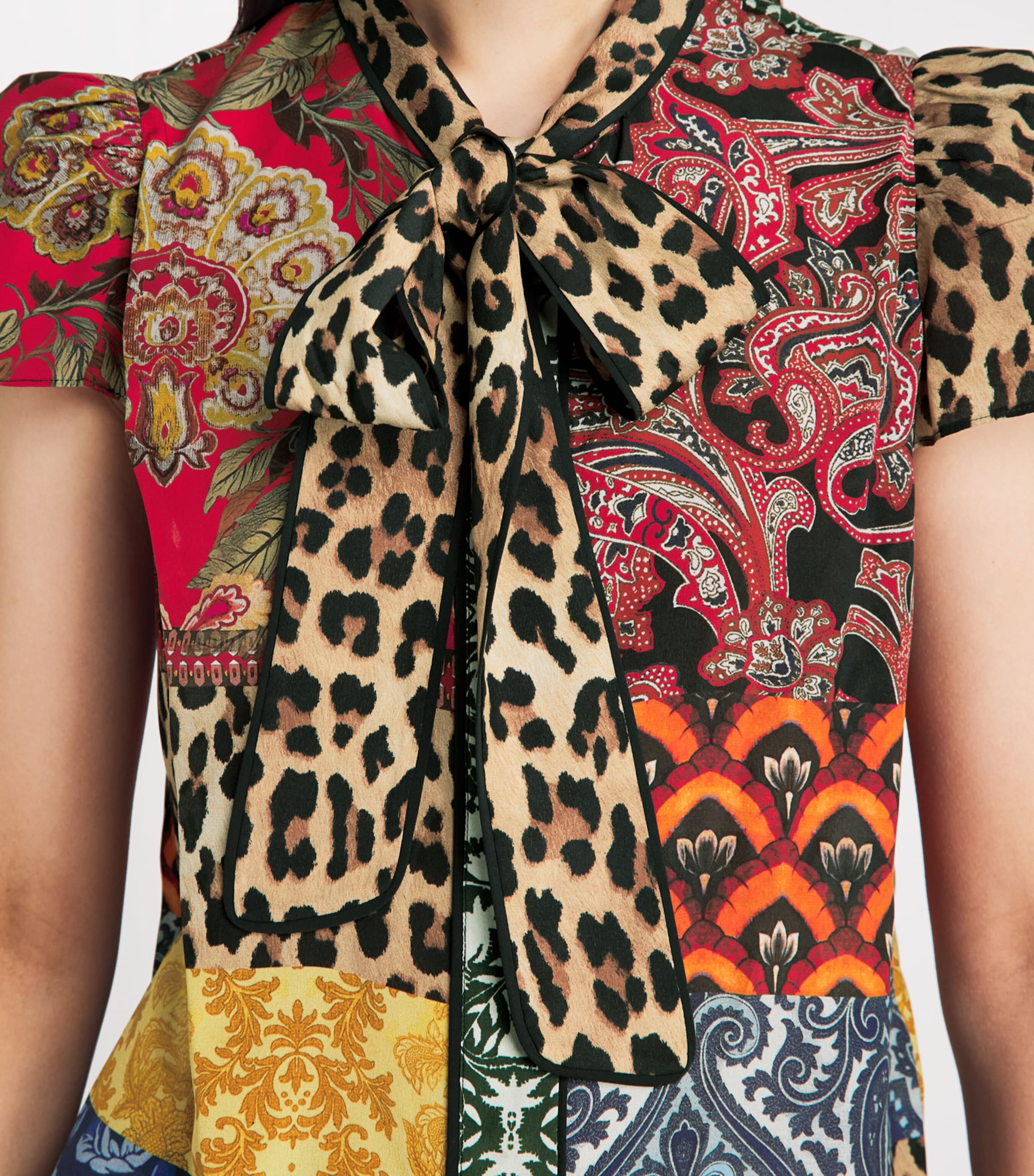 Alice+Olivia Womens Silk Printed Jeannie Blouse Off The Grid Sm Image 3