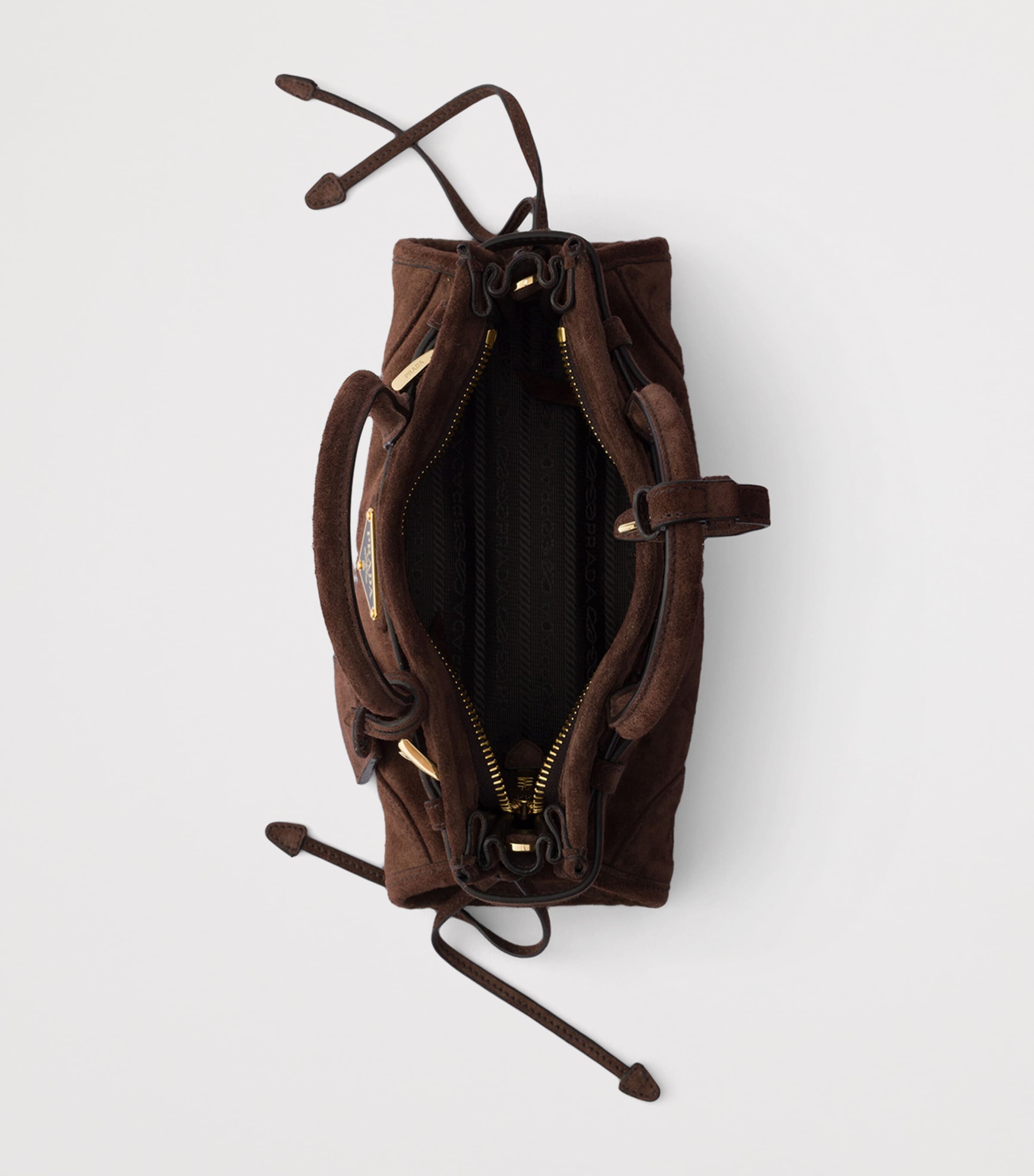 Prada Mini Suede Bonnie Top-Handle Bag Brown Image 4