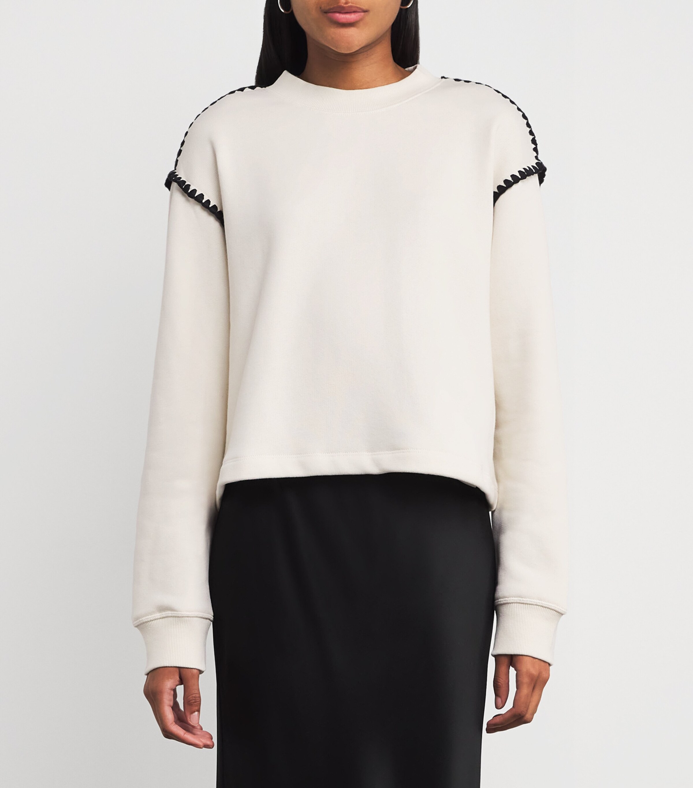 Rag & Bone Womens Vintage Terry Blanket-Stitch Sweatshirt Chalk Image 3