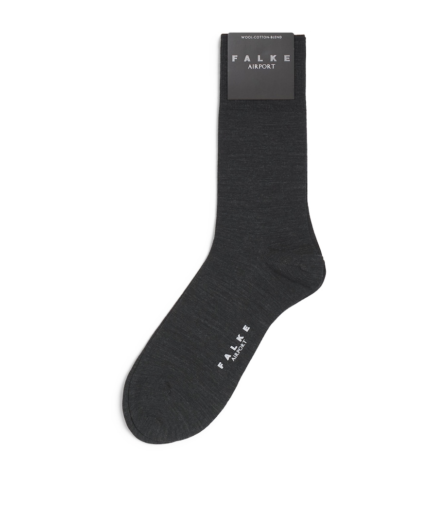 Falke Mens Virgin Wool-Blend Airport Socks Anthra Mel Image 1