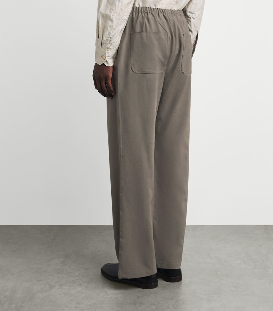 FRAME Mens Wool Easy Wide-Leg Trousers Smoky Green Image 5